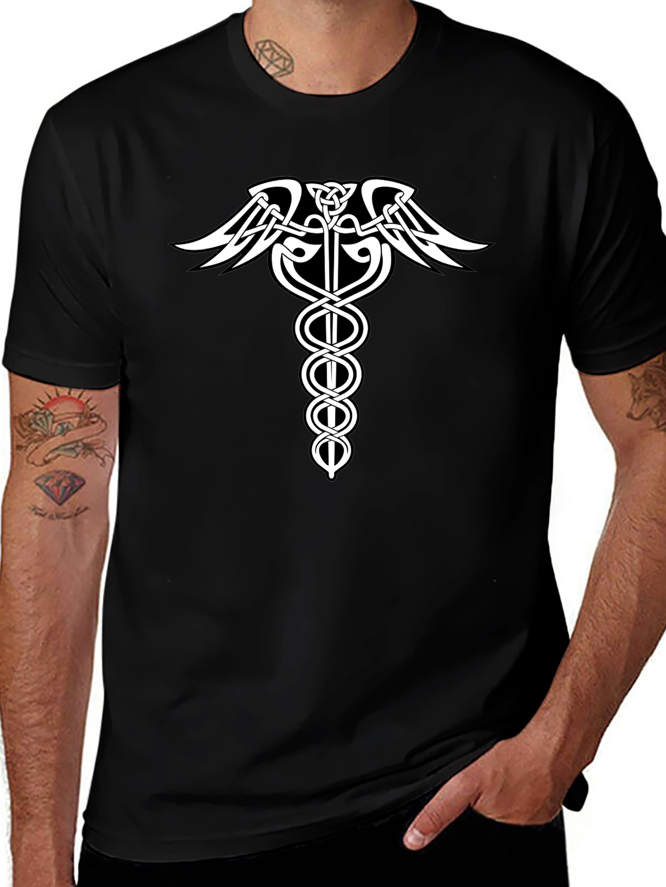 Celtic Caduceus T-Shirt - Medical Symbol Graphic Tee