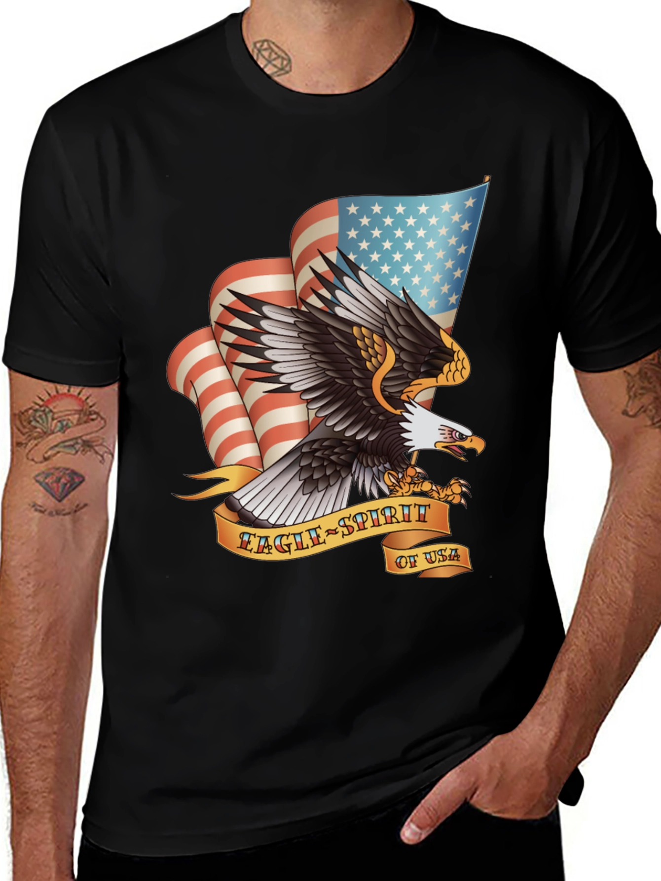 Black Eagle Spirit USA Graphic Print T-Shirt main image