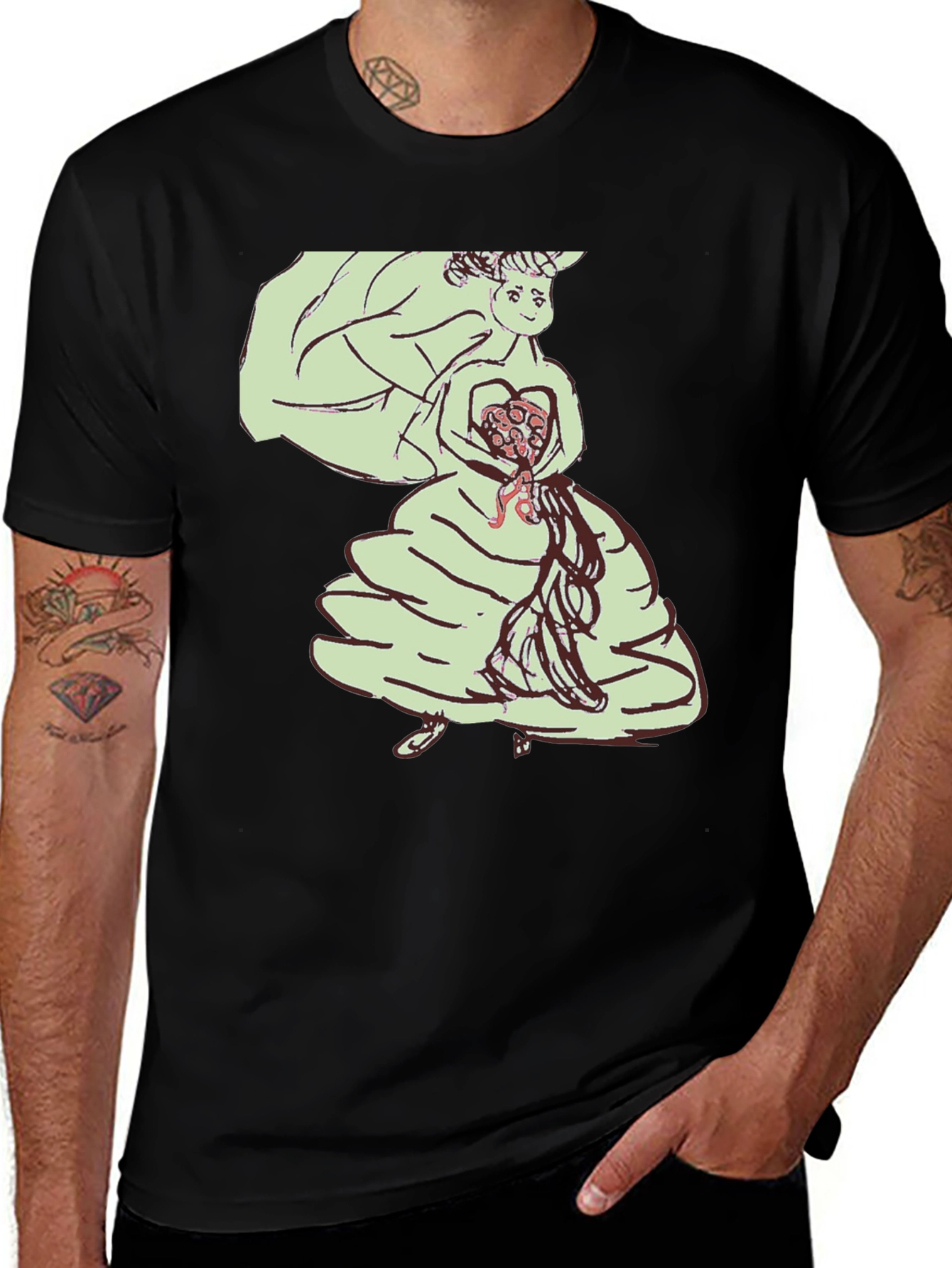 Variant 8 of Unique Graphic Tee - Illustrated Bride Design