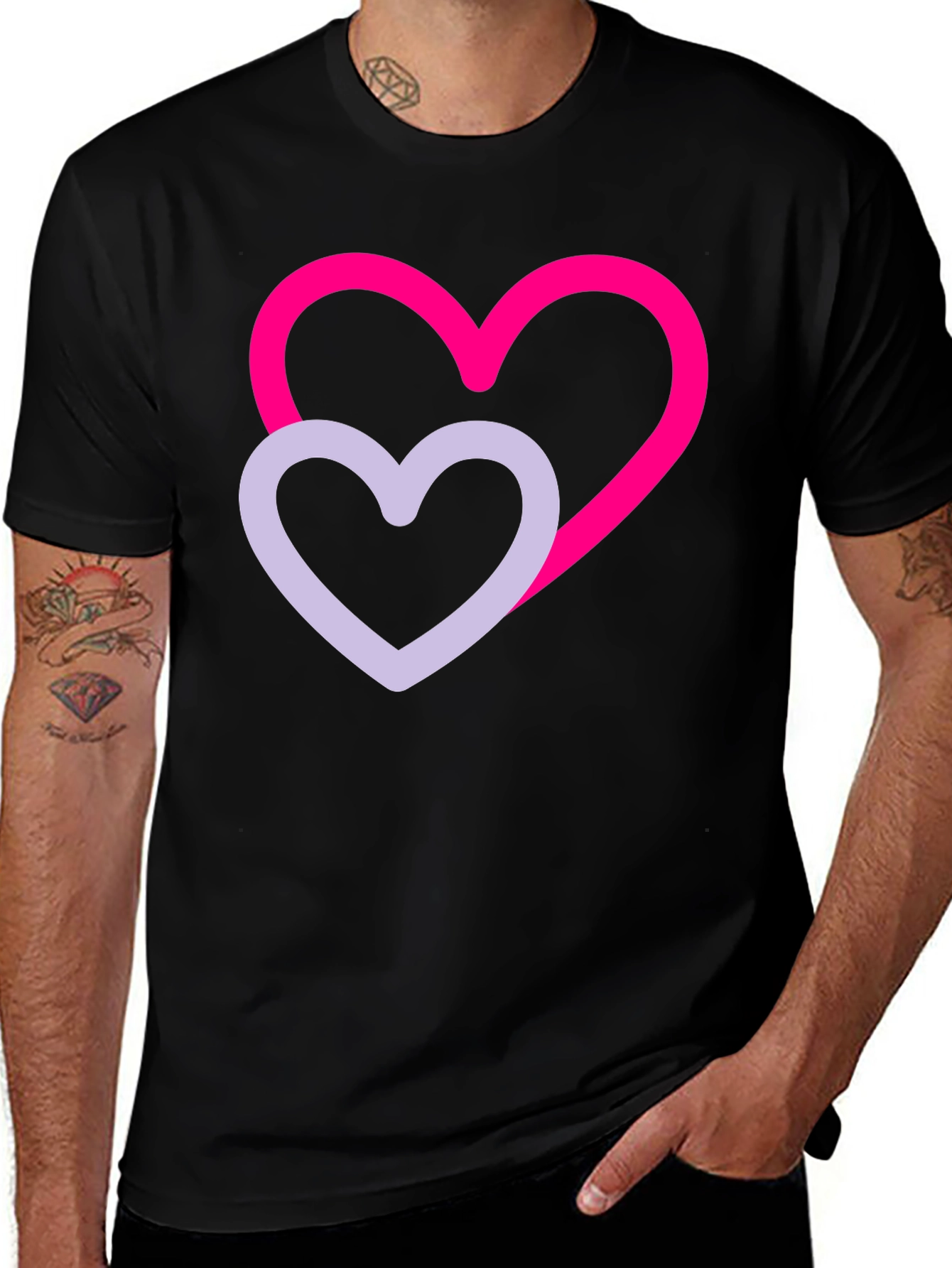 Variant 3 of Heart Graphic Tee - Stylish Black Cotton T-Shirt