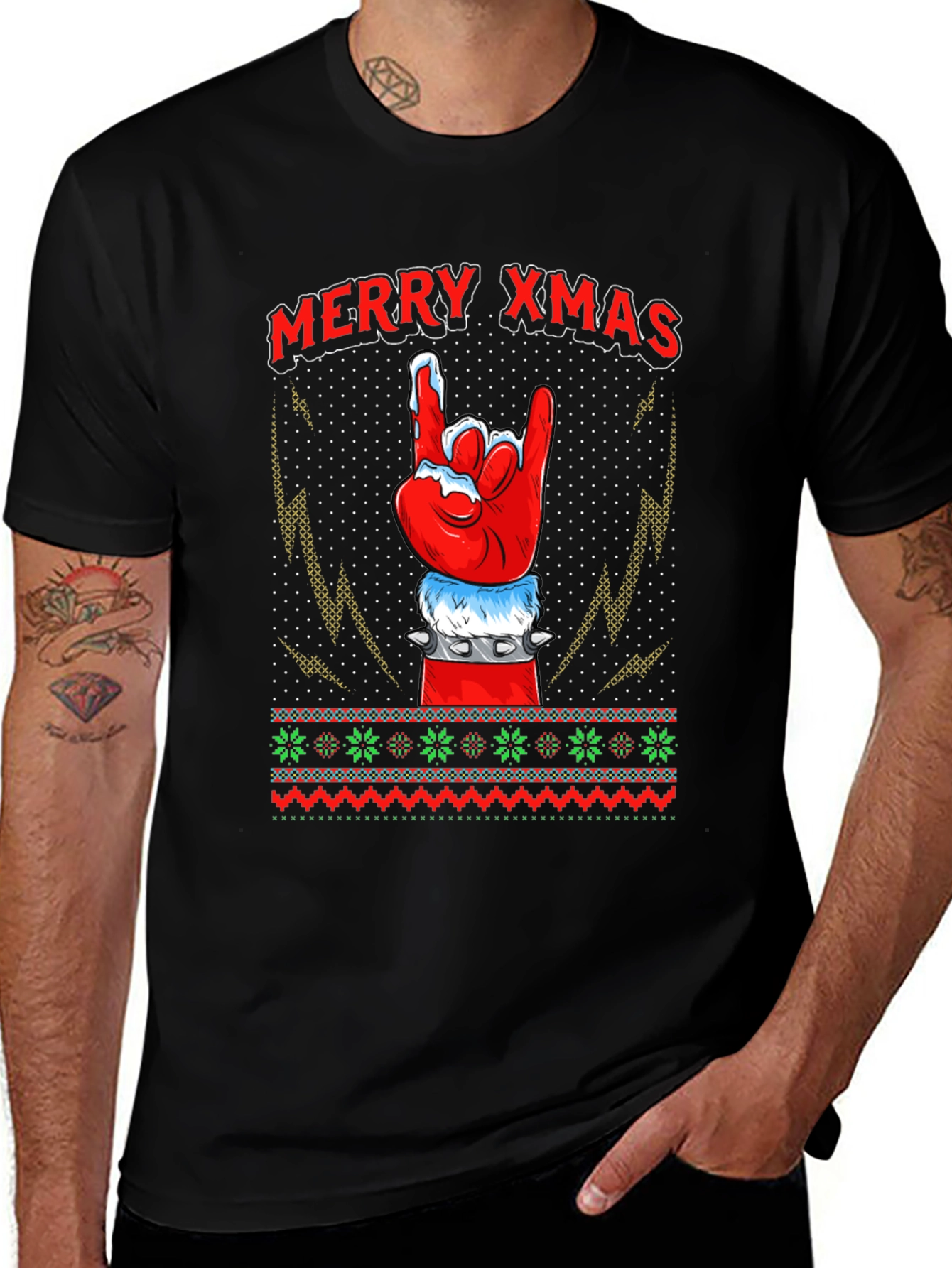 Merry Xmas Rock Hand T-Shirt