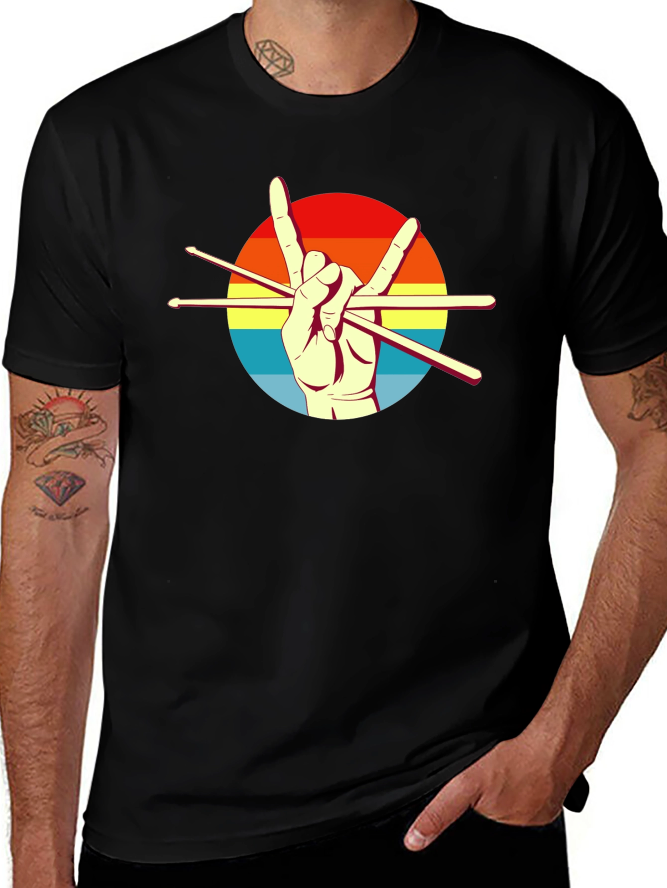 Variant 24 of Rock On Drummer T-Shirt - Music Lover Tee