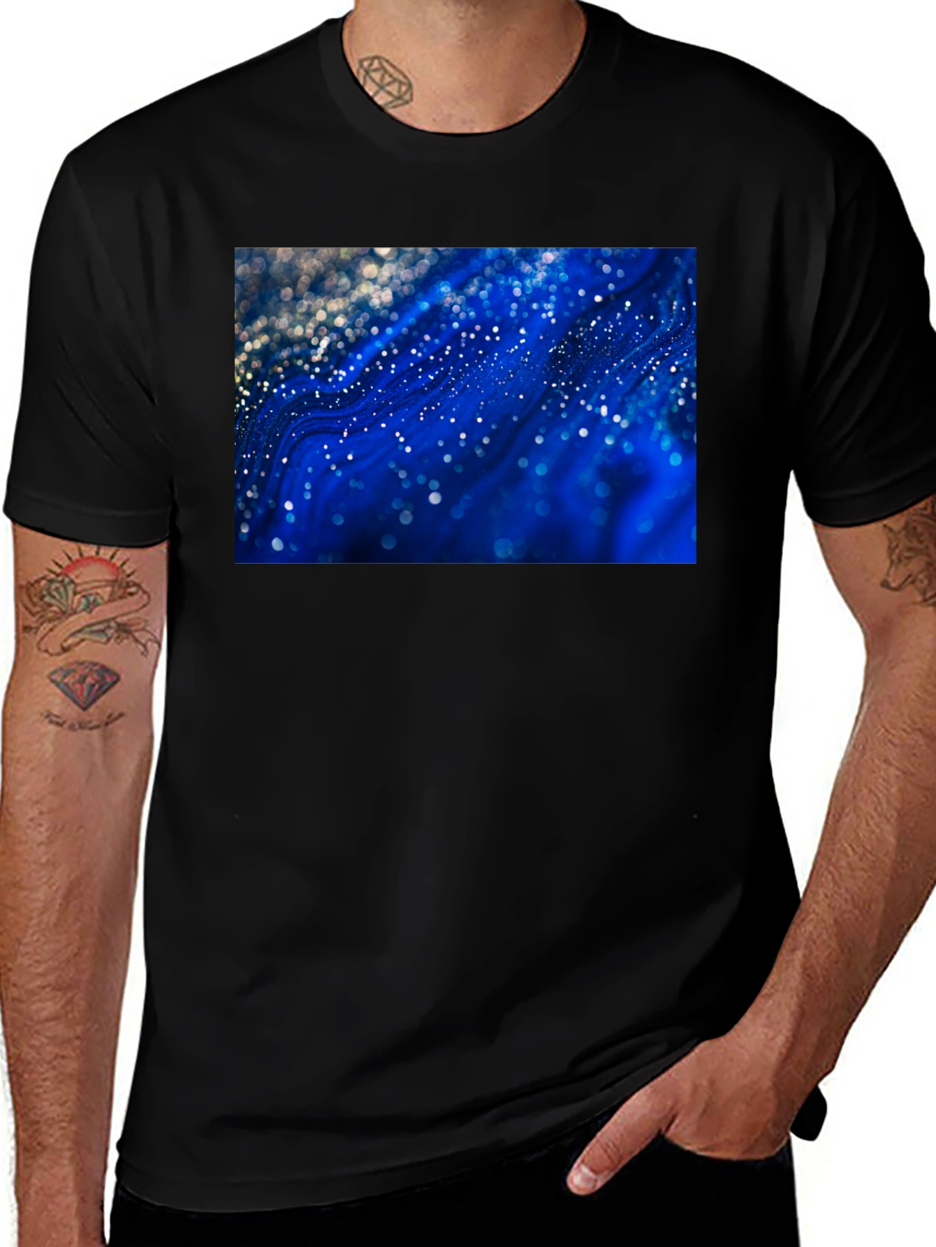 Variant 28 of Abstract Galaxy Print Black T-Shirt