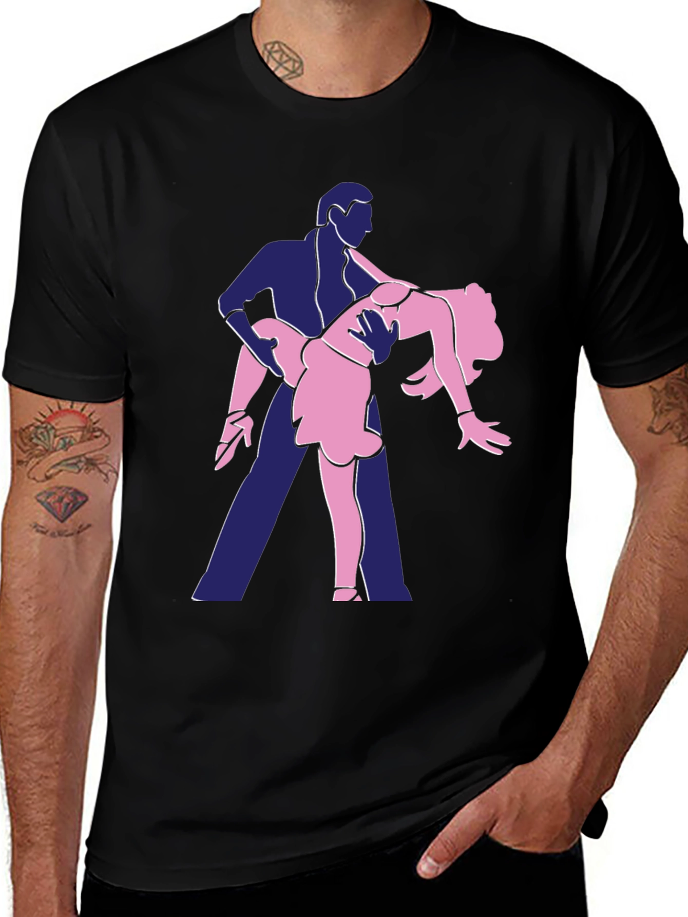 Variant 27 of Dancing Duo Graphic Tee - Fun Black T-Shirt