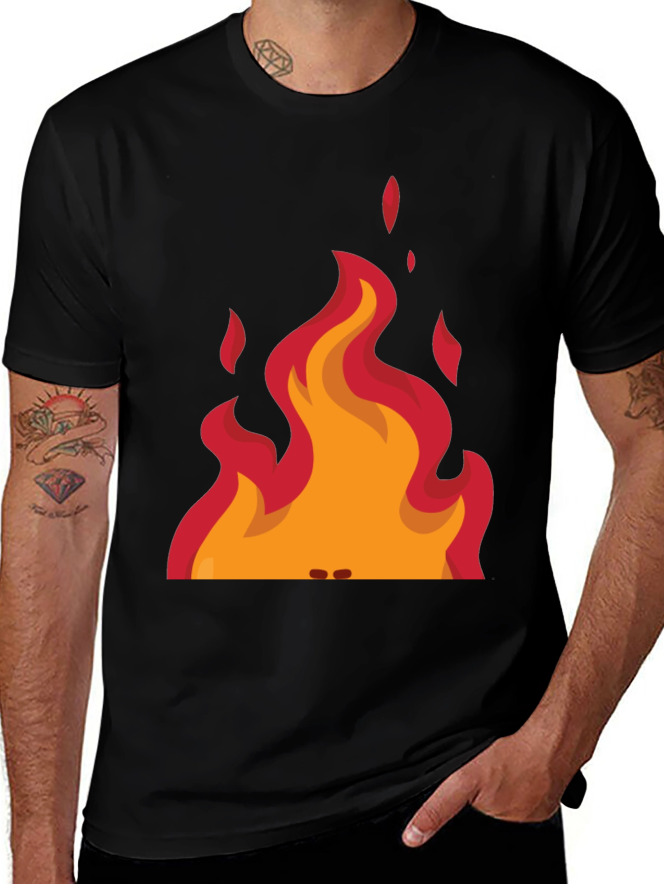 Black Flame Graphic Tee - Black Cotton T-Shirt main image