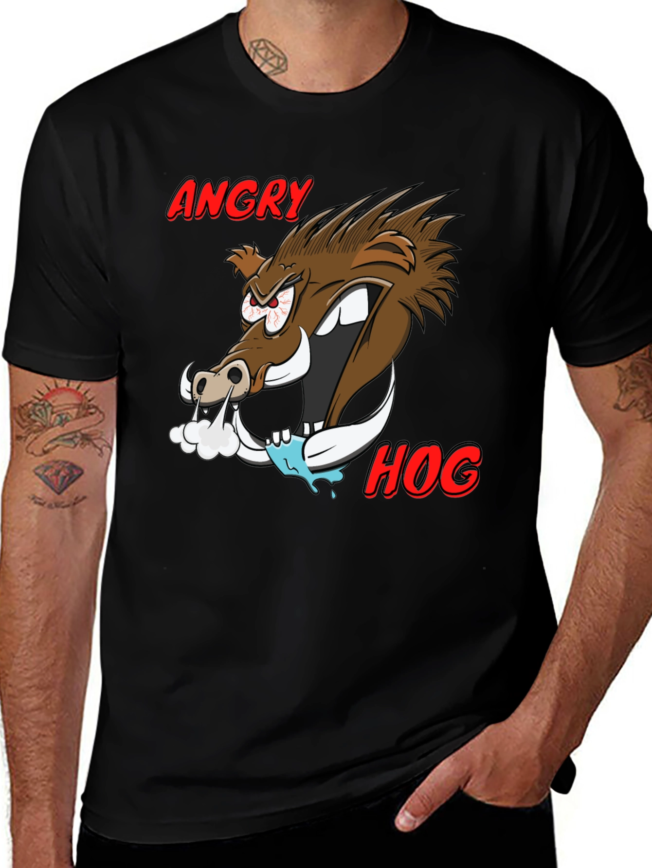 Variant 28 of Angry Hog Graphic Tee - Men's Black T-Shirt
