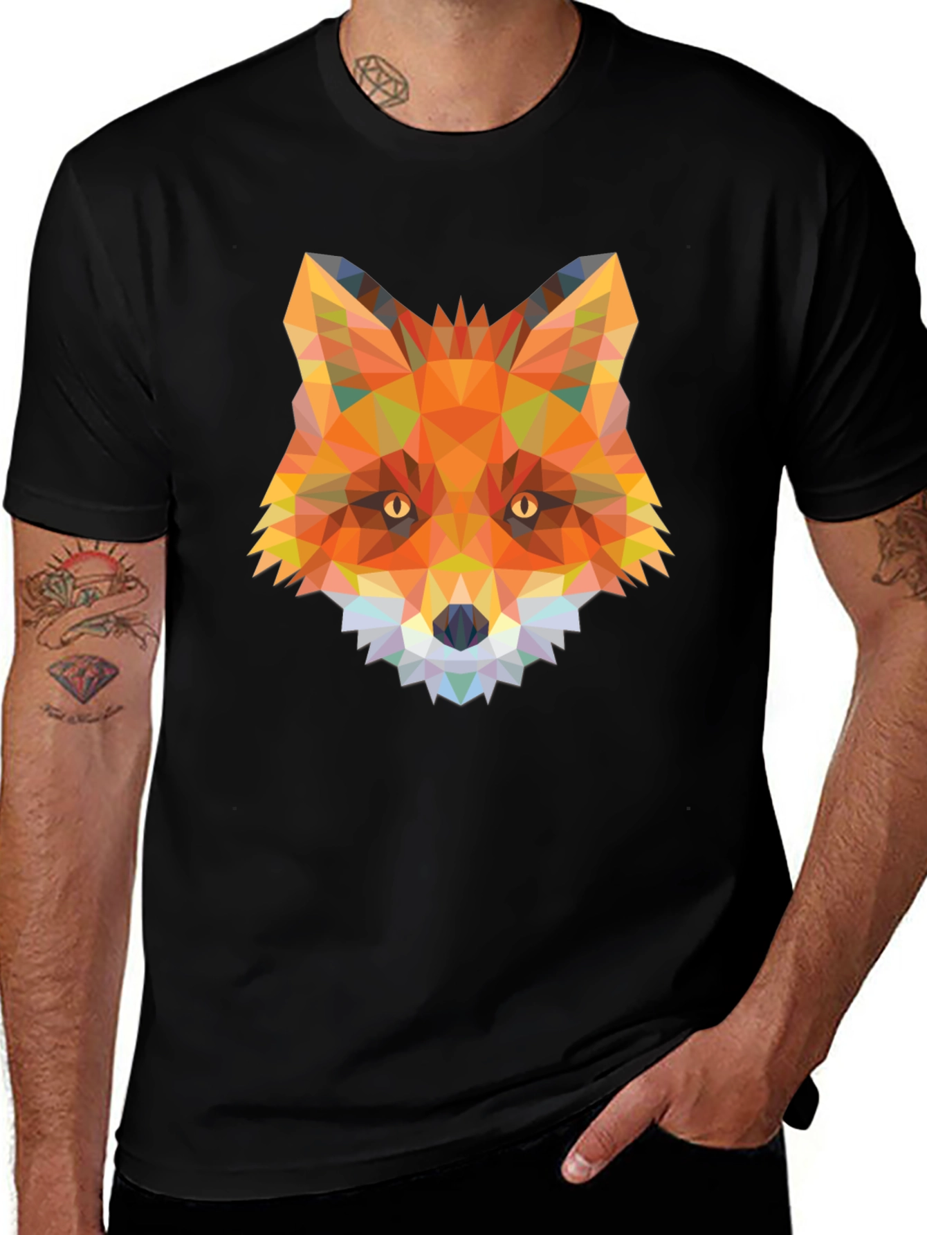 Variant 20 of Geometric Fox Graphic Tee - Trendy Animal Print