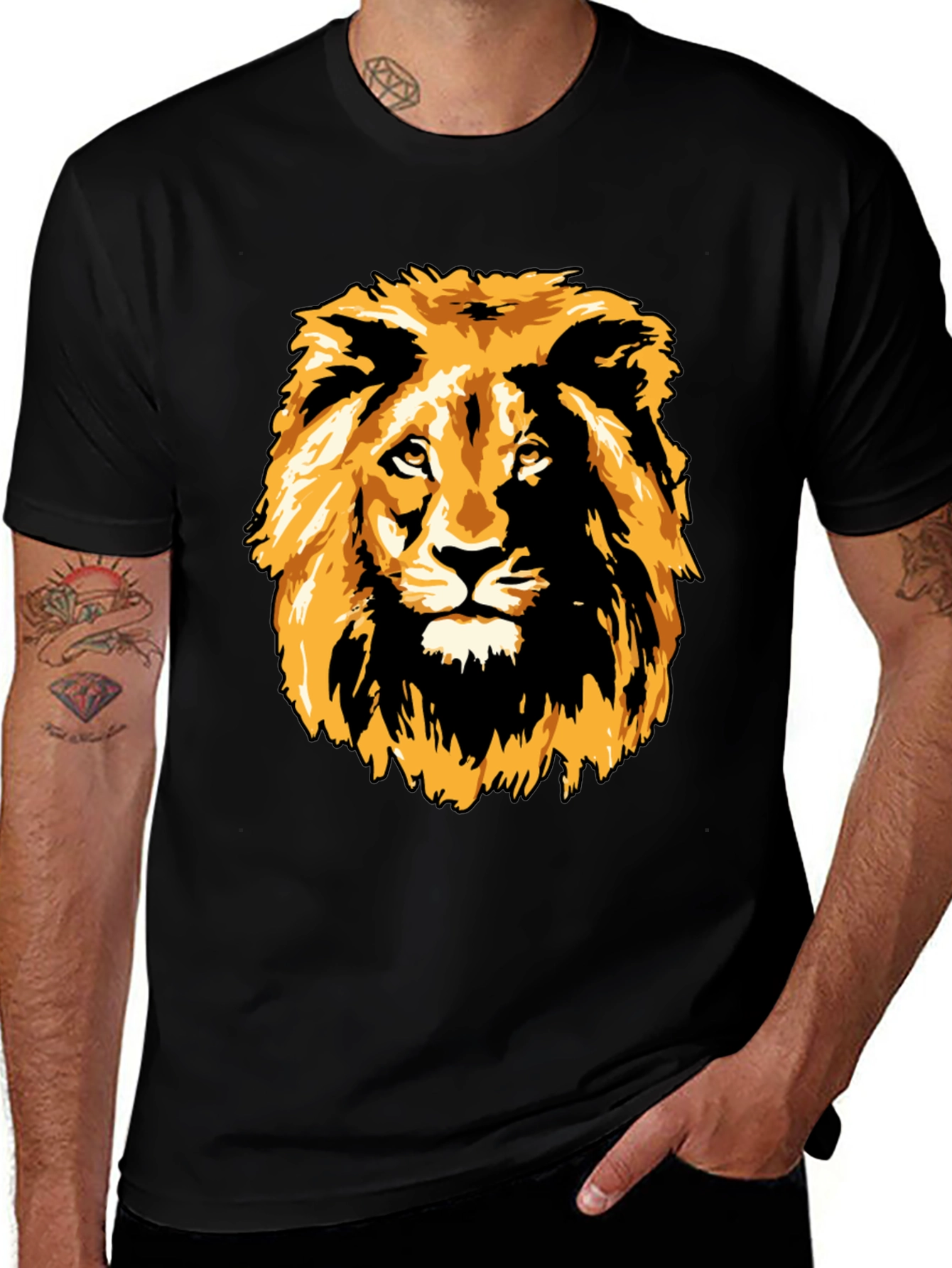 Variant 12 of Lion Graphic Print Black T-Shirt