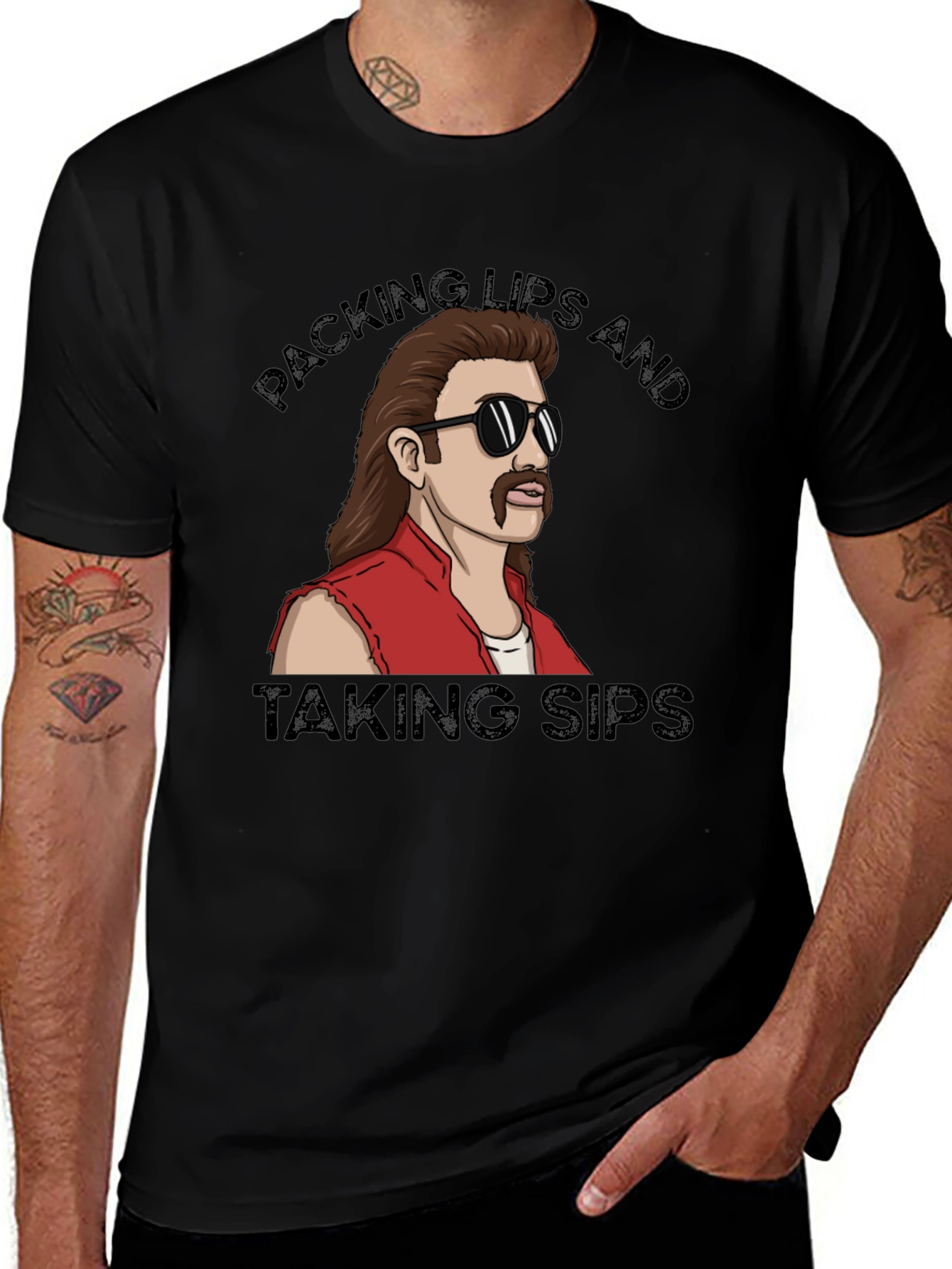 Variant 17 of Packing Lips and Taking Sips Black T-Shirt