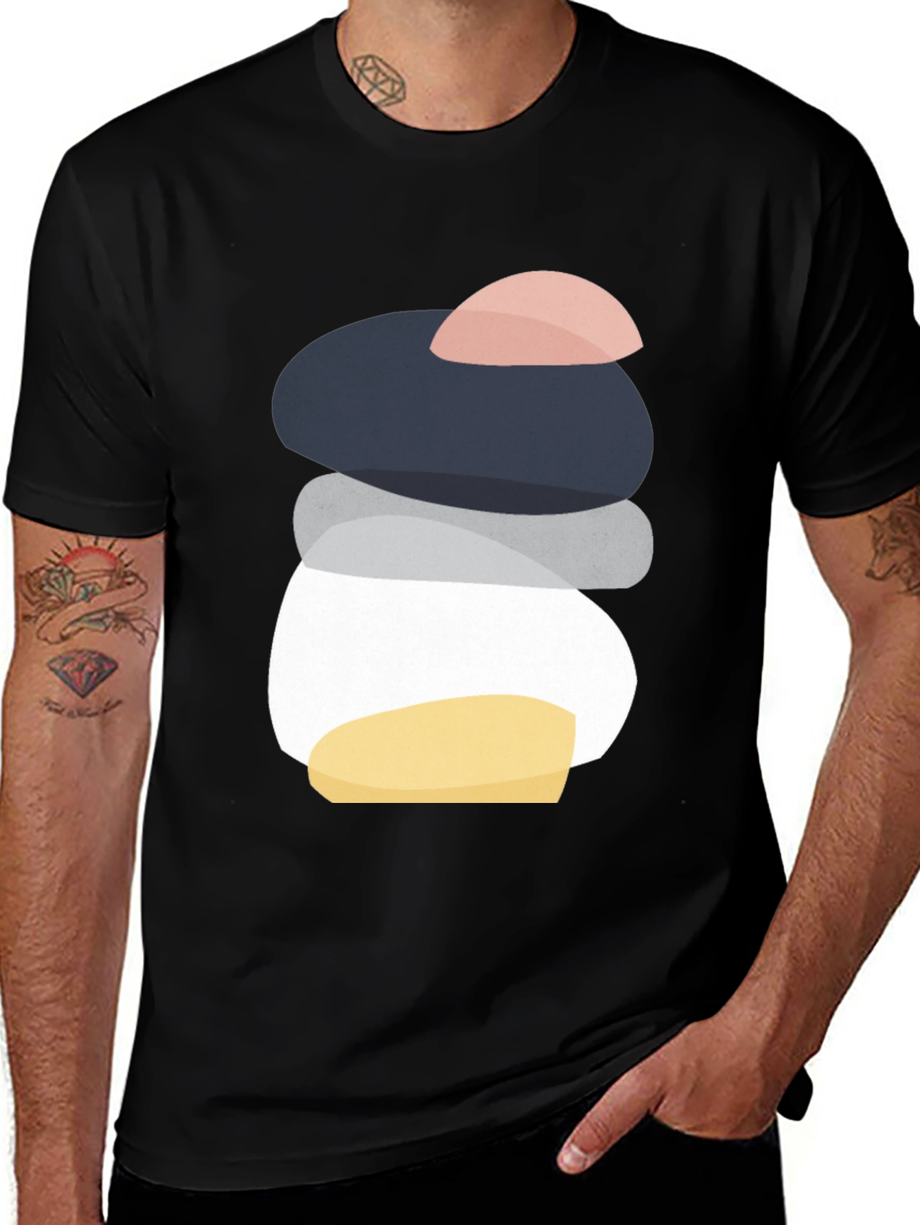 Variant 13 of Abstract Stacked Stones Graphic Tee - Relaxed Style
