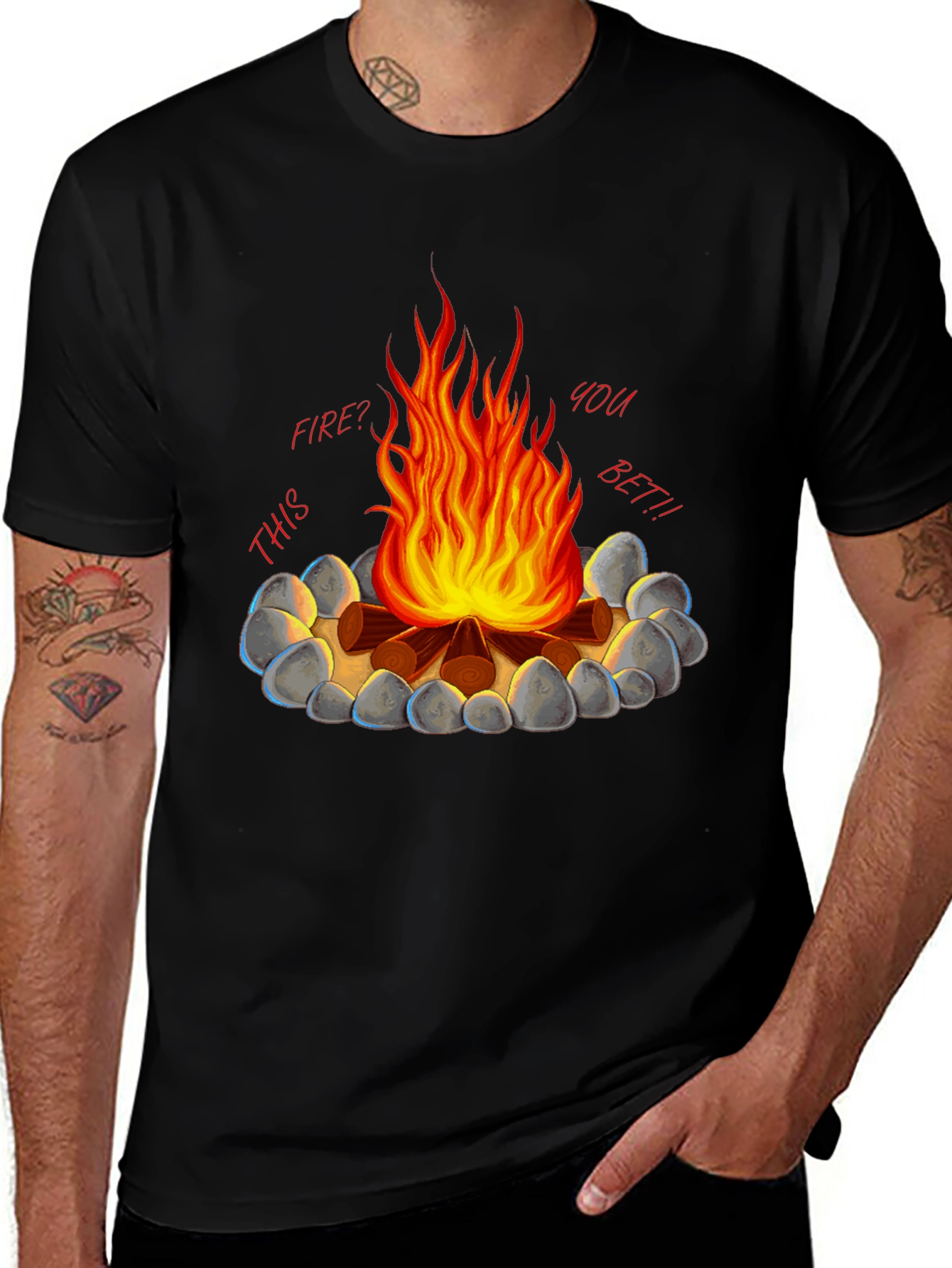 Variant 24 of Campfire Graphic T-Shirt - Fire? You Bet!