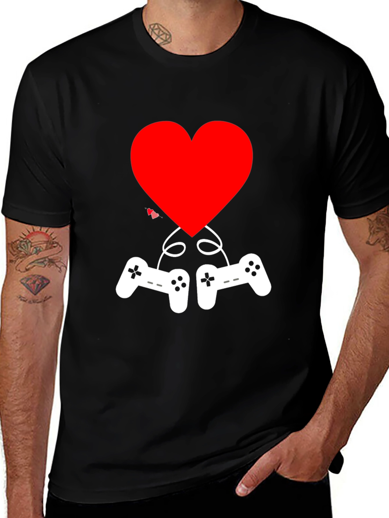 Variant 25 of Gamer Love T-Shirt - Heart & Controller Graphic Tee