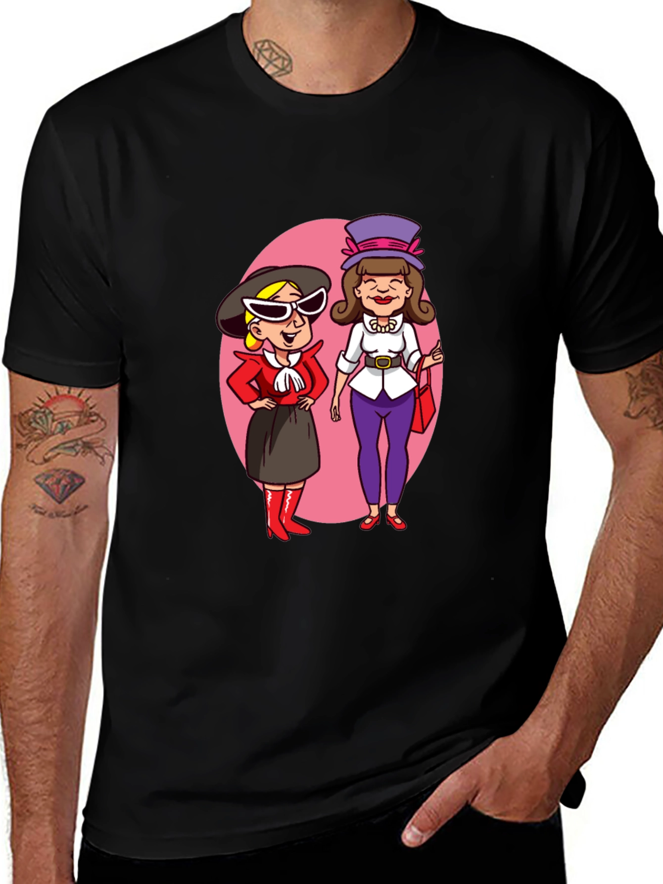Variant 10 of Retro Cartoon Ladies T-Shirt - Black