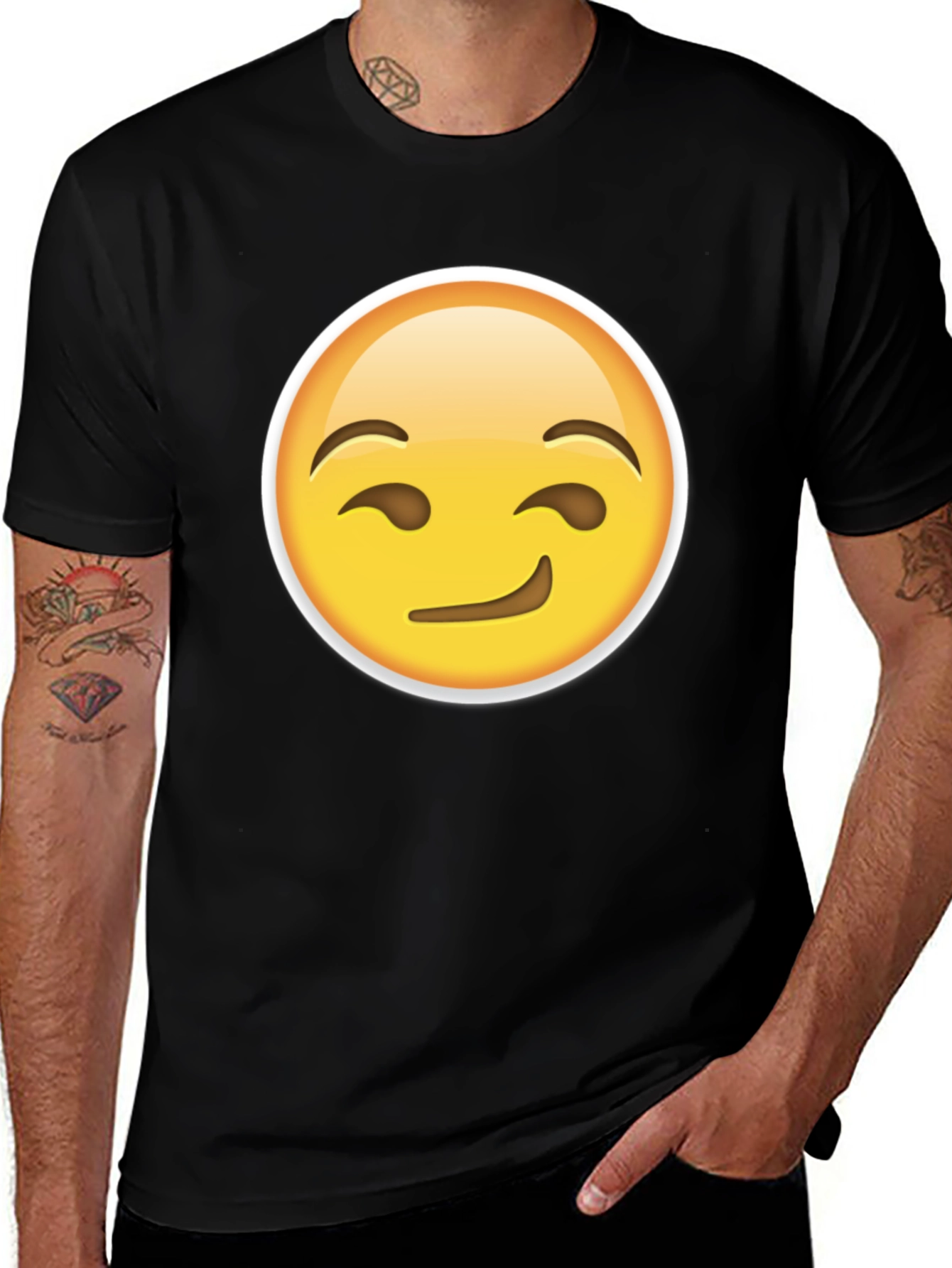 Variant 16 of Winking Emoji Graphic Tee - Black Cotton T-Shirt