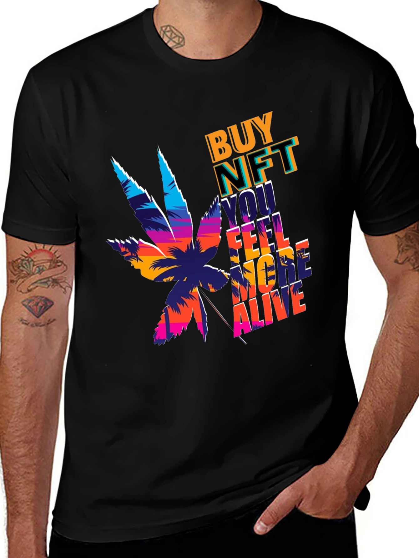 Variant 22 of Buy NFT Feel More Alive Black Graphic Tee