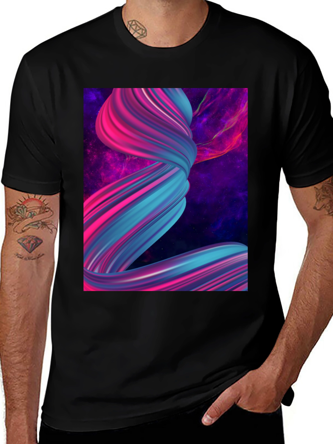 Variant 17 of Abstract Swirl Graphic Black T-Shirt
