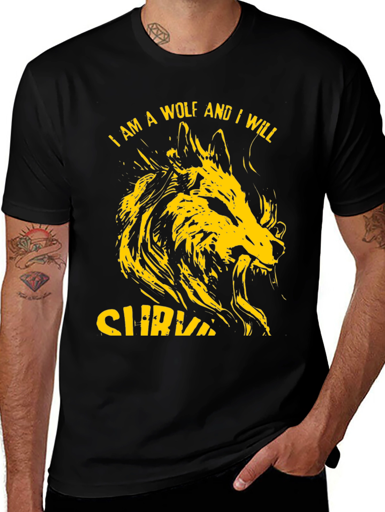 Variant 12 of Wolf Graphic Tee - I Am a Wolf and I Will Survive