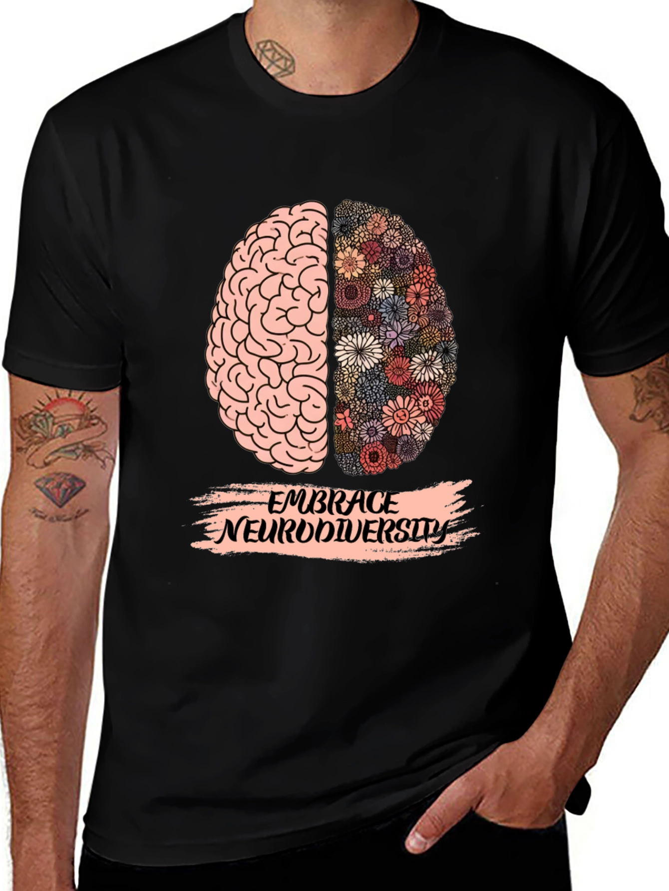 Variant 15 of Embrace Neurodiversity Brain Graphic Tee - Black