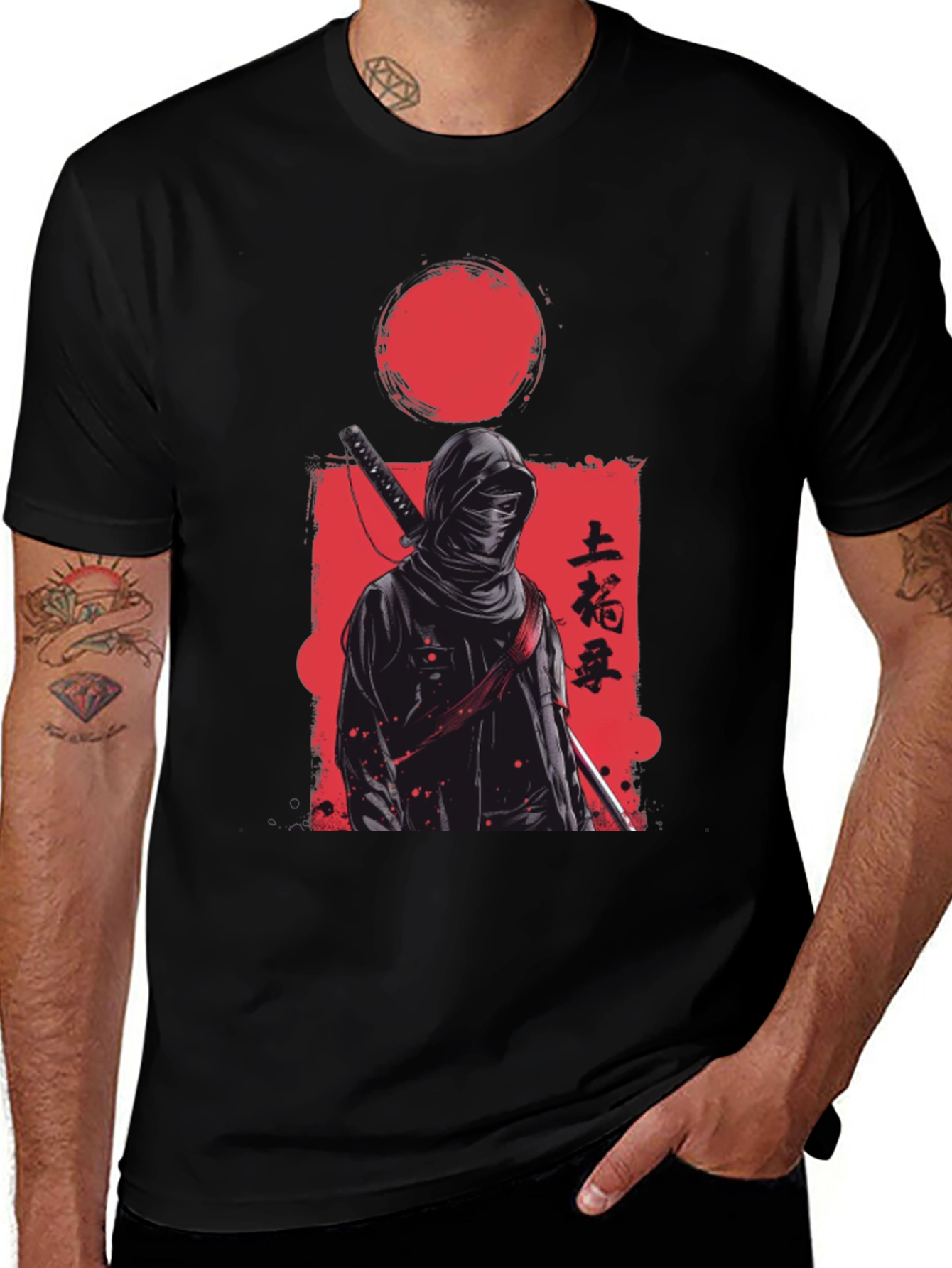 Variant 24 of Ninja Warrior Graphic T-Shirt - Black