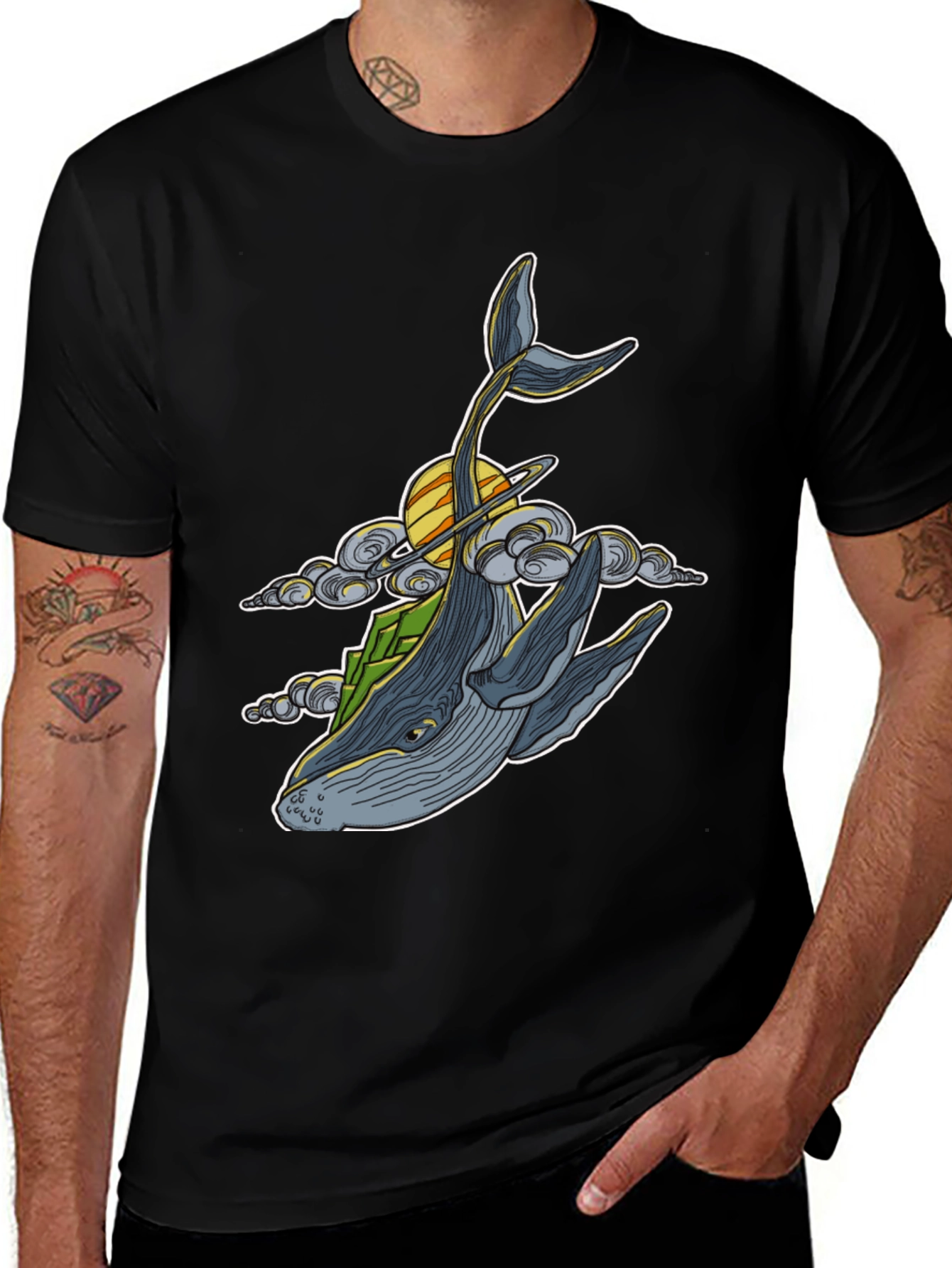 Variant 22 of Whimsical Whale T-Shirt - Celestial Ocean Design