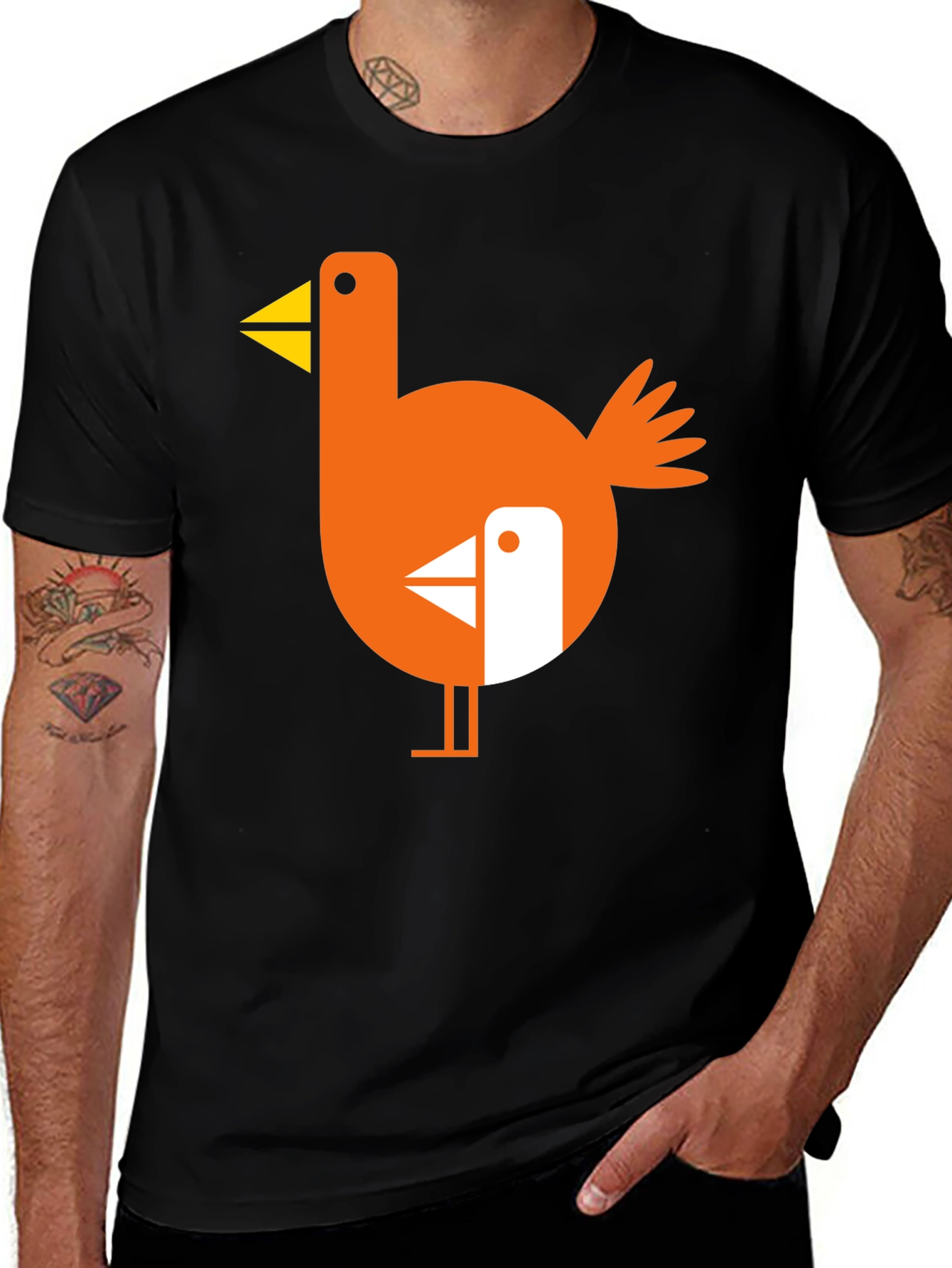 Variant 10 of Abstract Bird Graphic Black T-Shirt