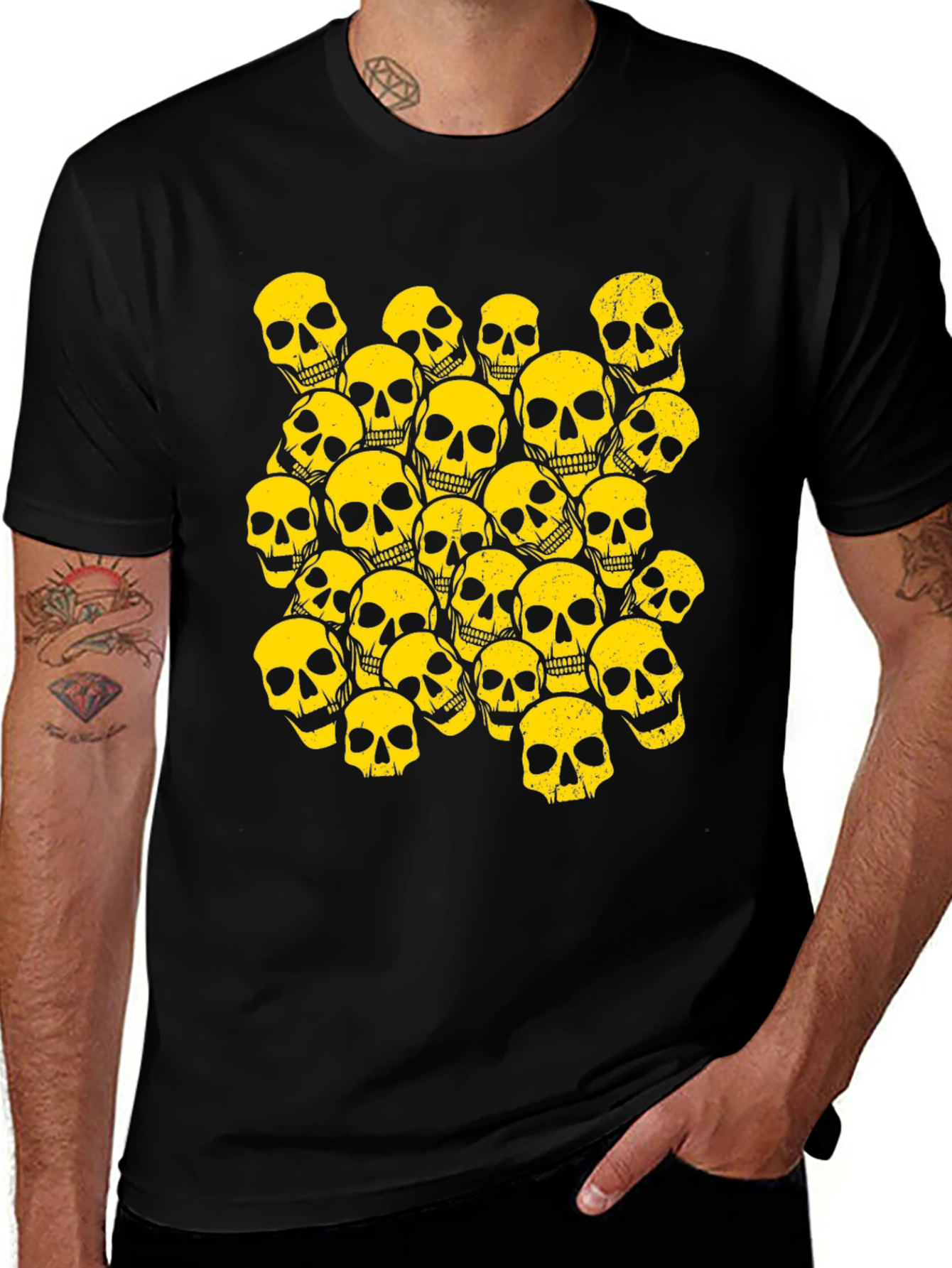Variant 9 of Skull Print Crew Neck T-Shirt
