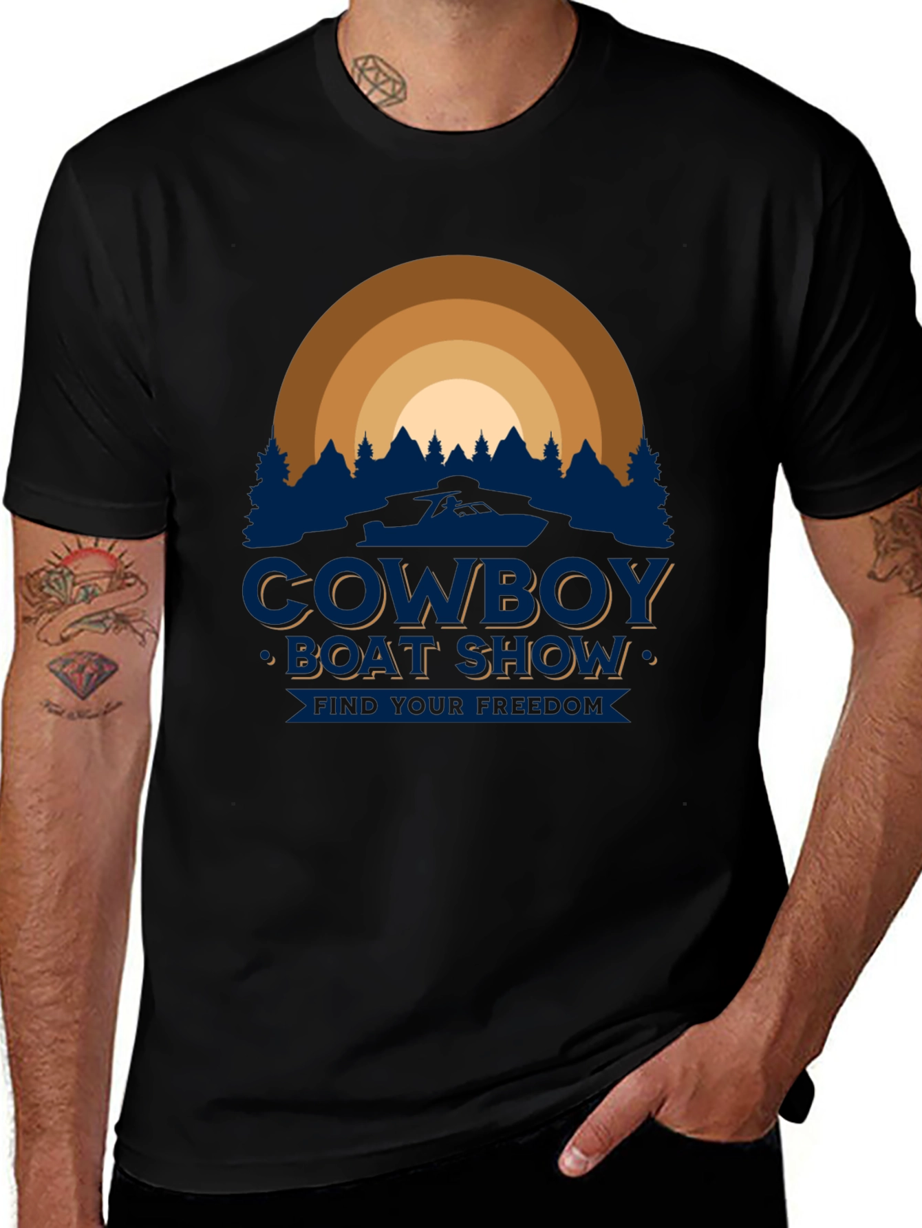 Variant 5 of Cowboy Boat Show Graphic Tee - Find Your Freedom