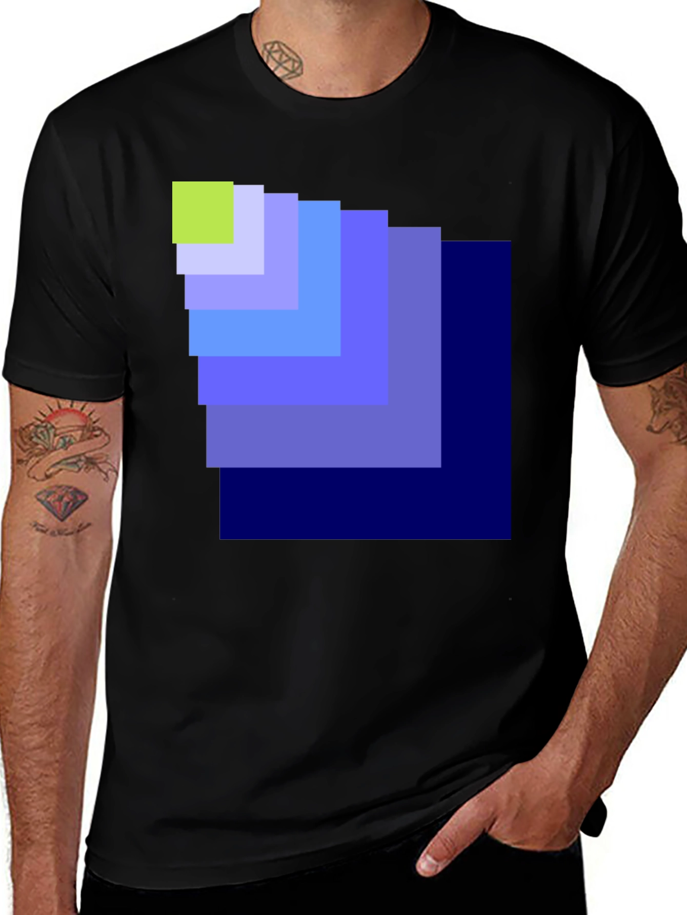 Variant 16 of Geometric Square Pattern Black T-Shirt