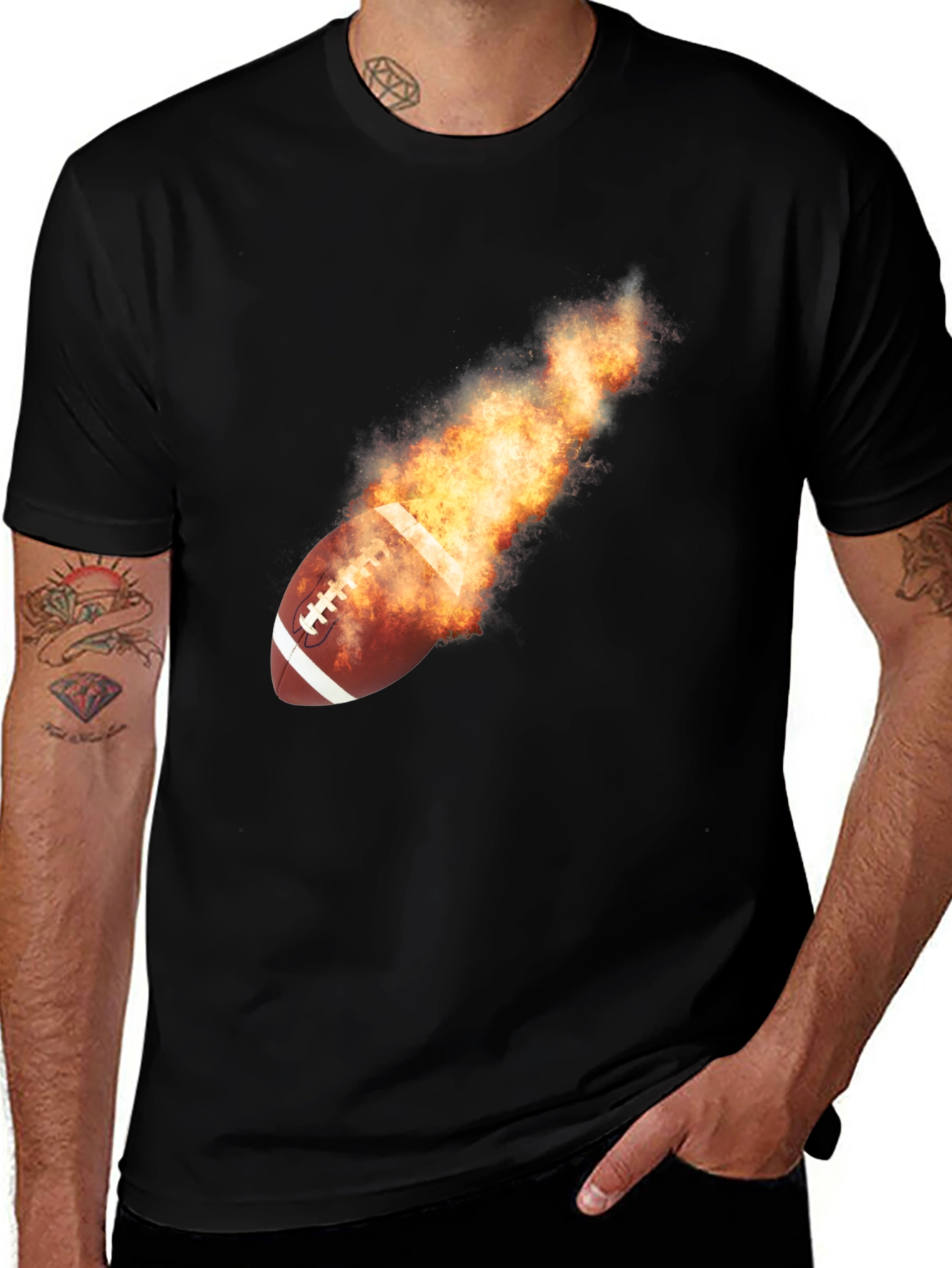 Variant 11 of Flaming Football Graphic T-Shirt