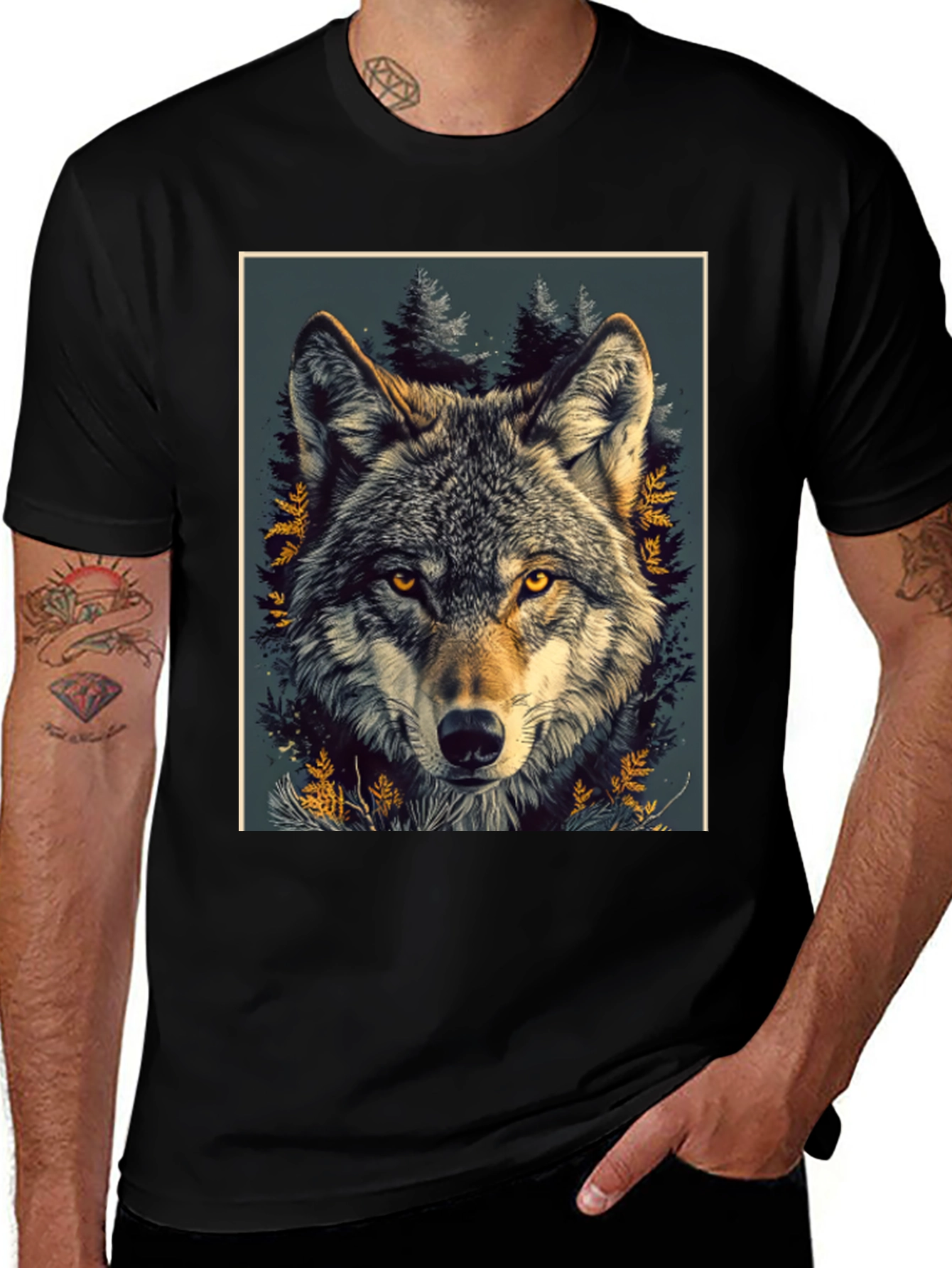 Variant 27 of Wolf Graphic Tee - Nature Inspired Design