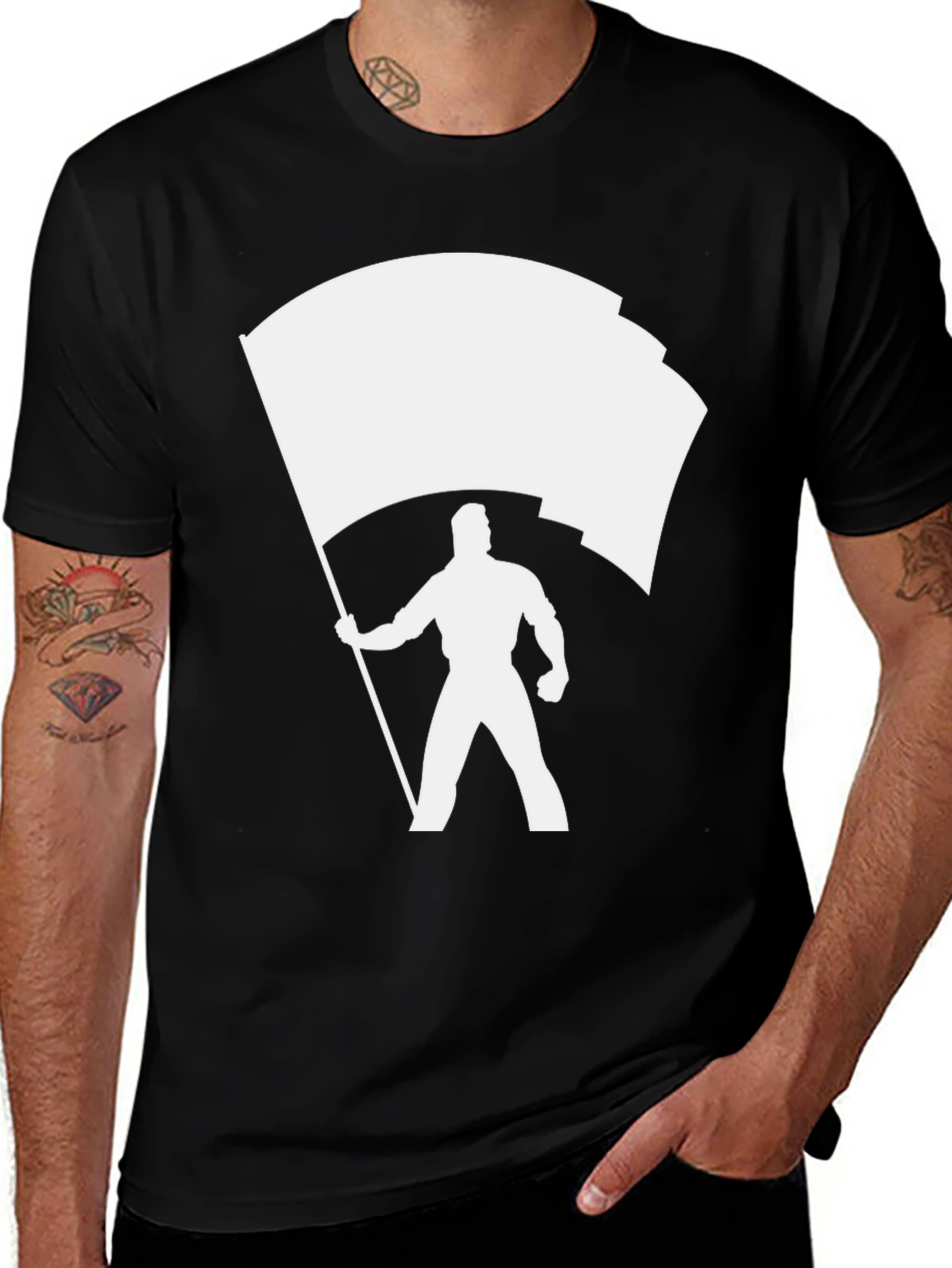 Variant 19 of Flag Bearer Graphic Tee - Black Cotton Comfort