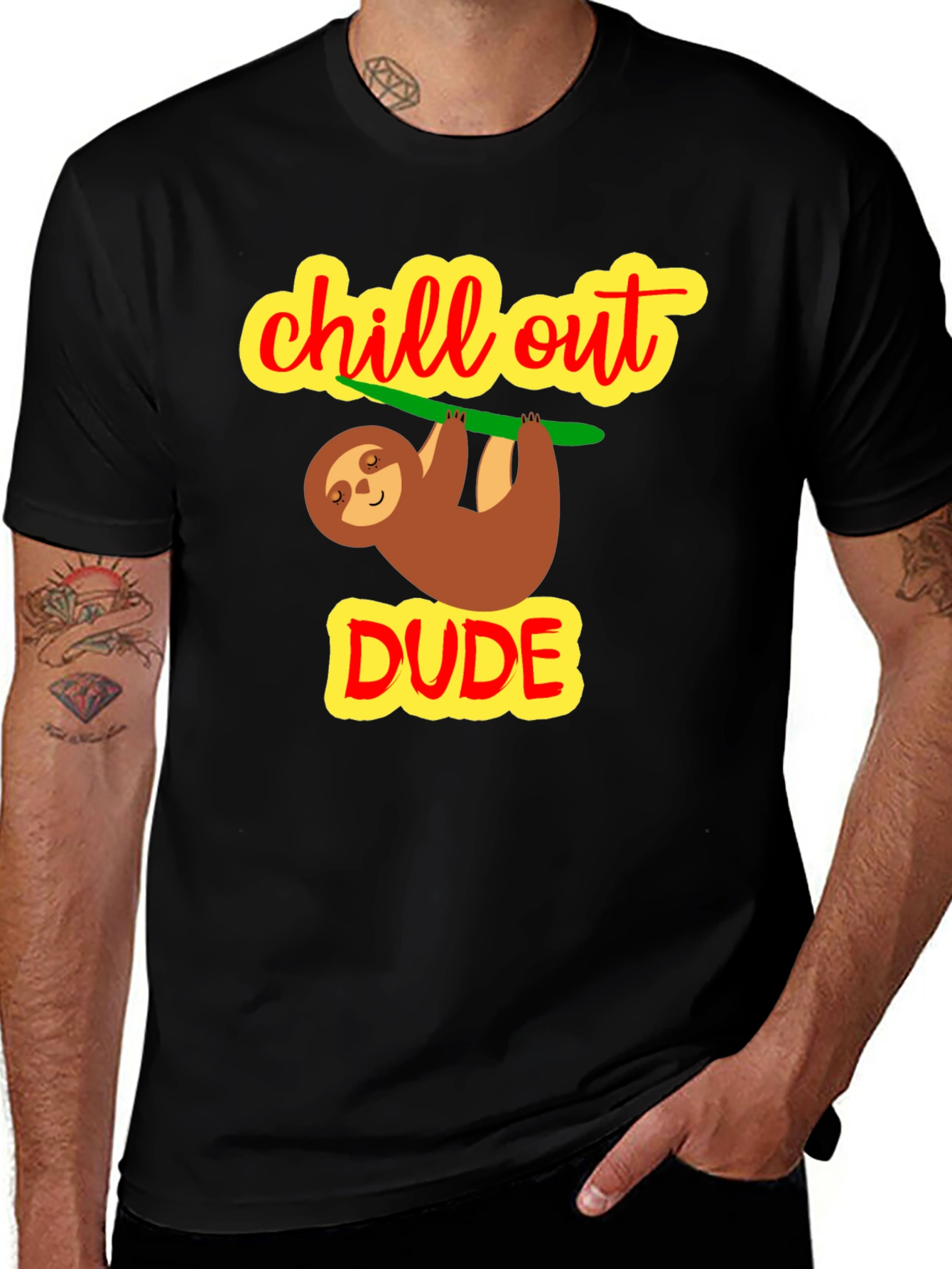 Variant 24 of Chill Out Dude Sloth Graphic Tee - Relaxed Fit