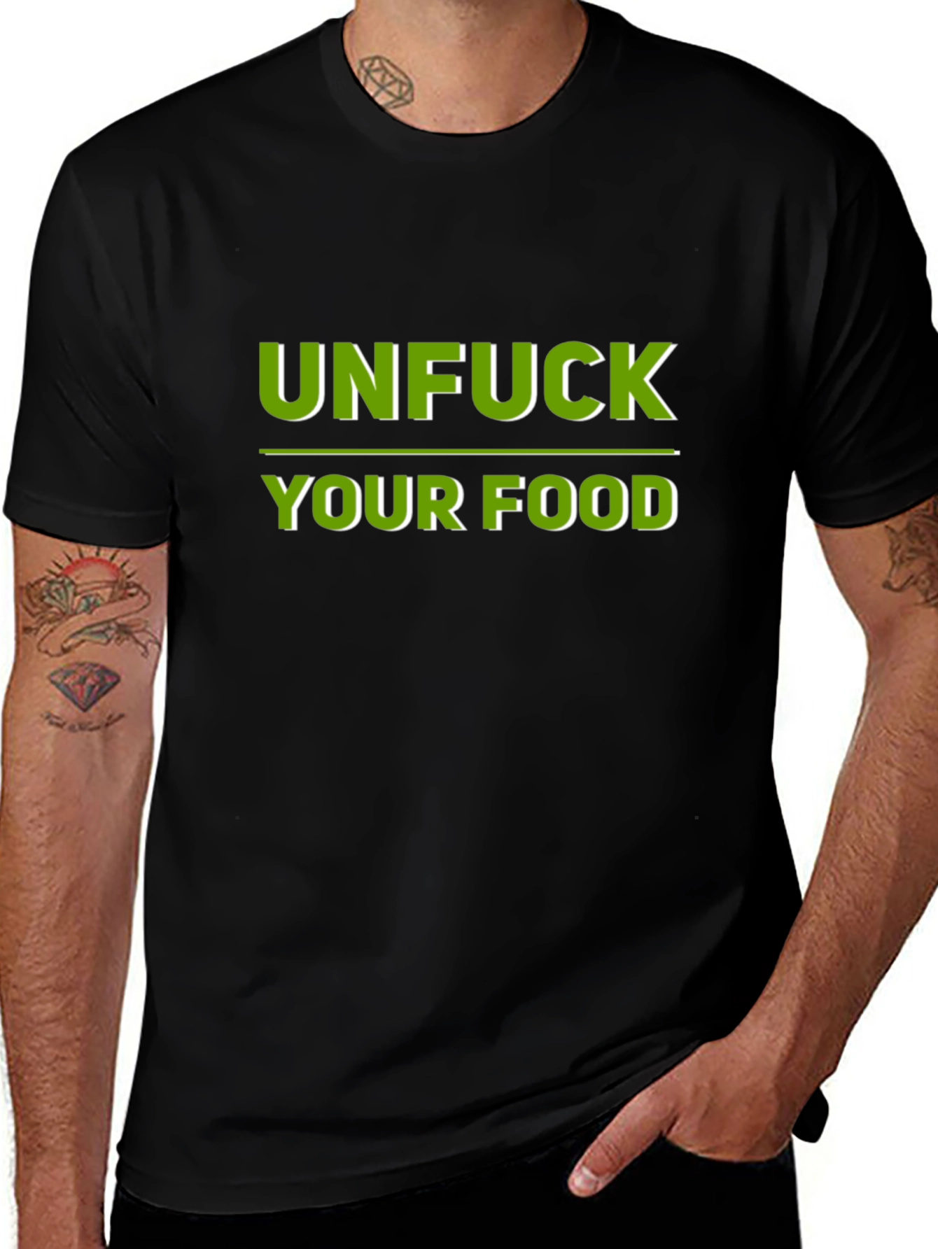 Variant 29 of Unfuck Your Food Graphic Tee - Black