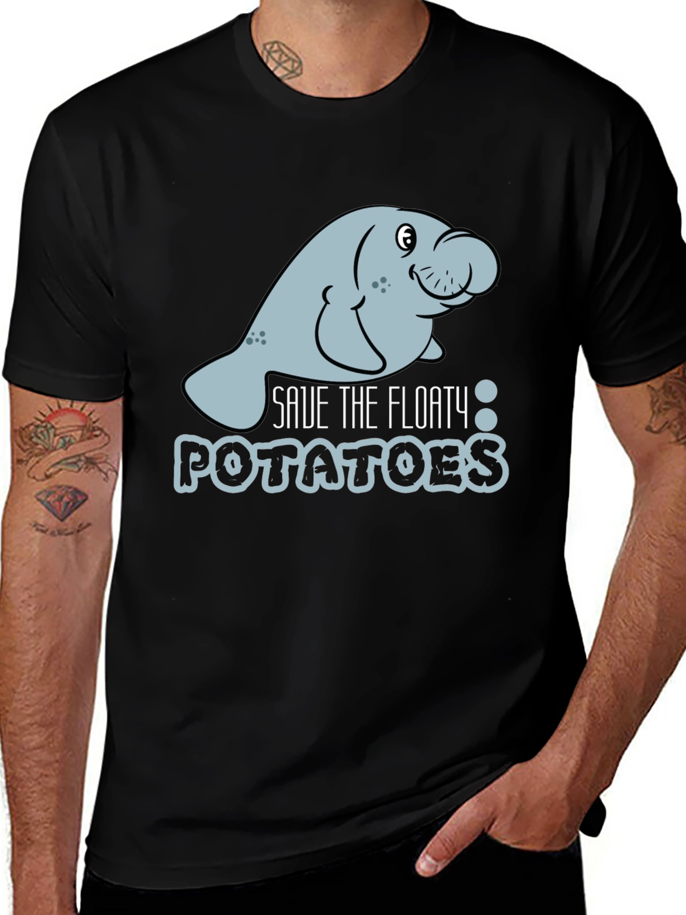 Variant 8 of Save the Floaty Potatoes Manatee Graphic Tee