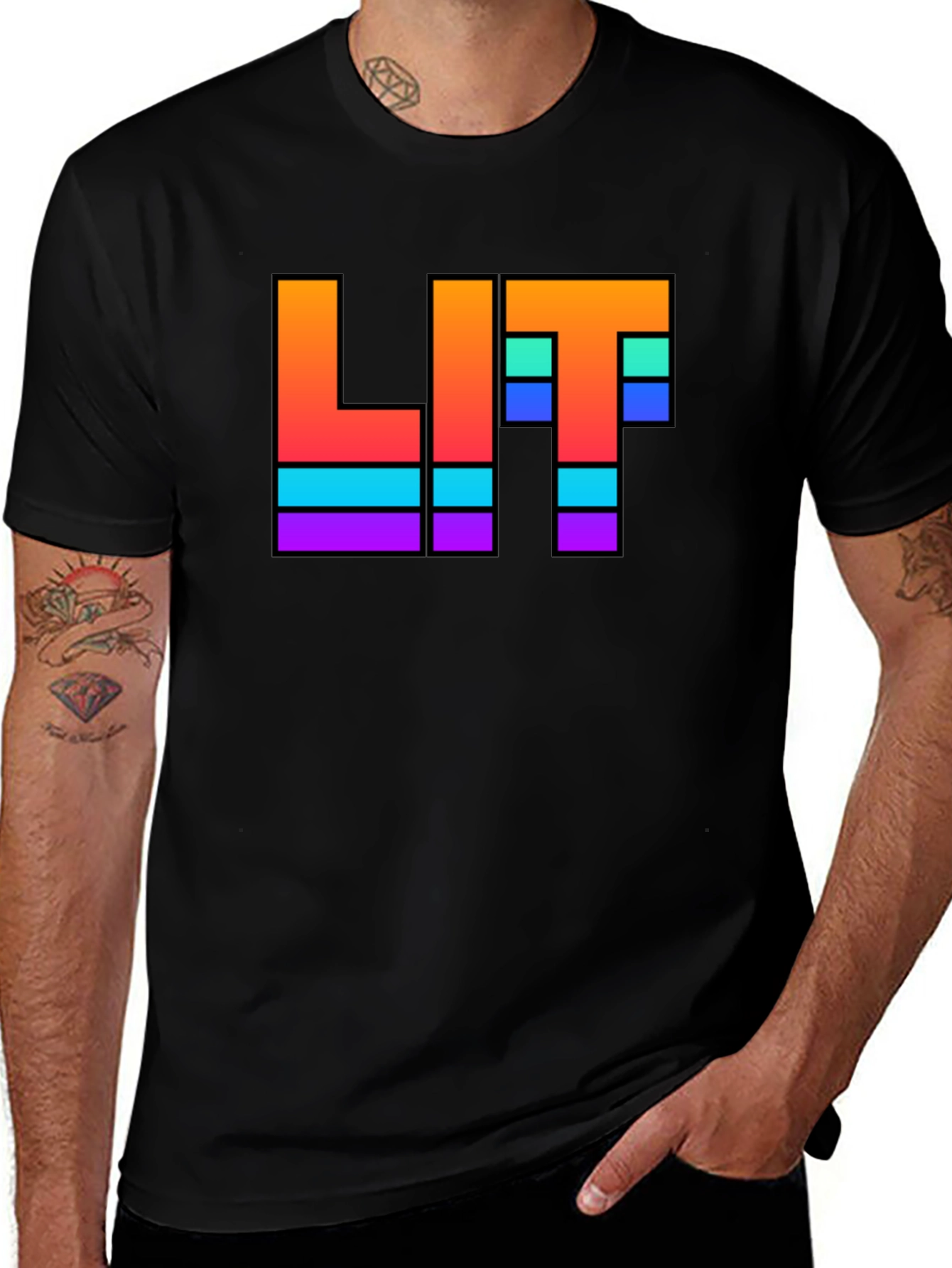 Variant 13 of LIT Pixel Art Graphic T-Shirt - Black