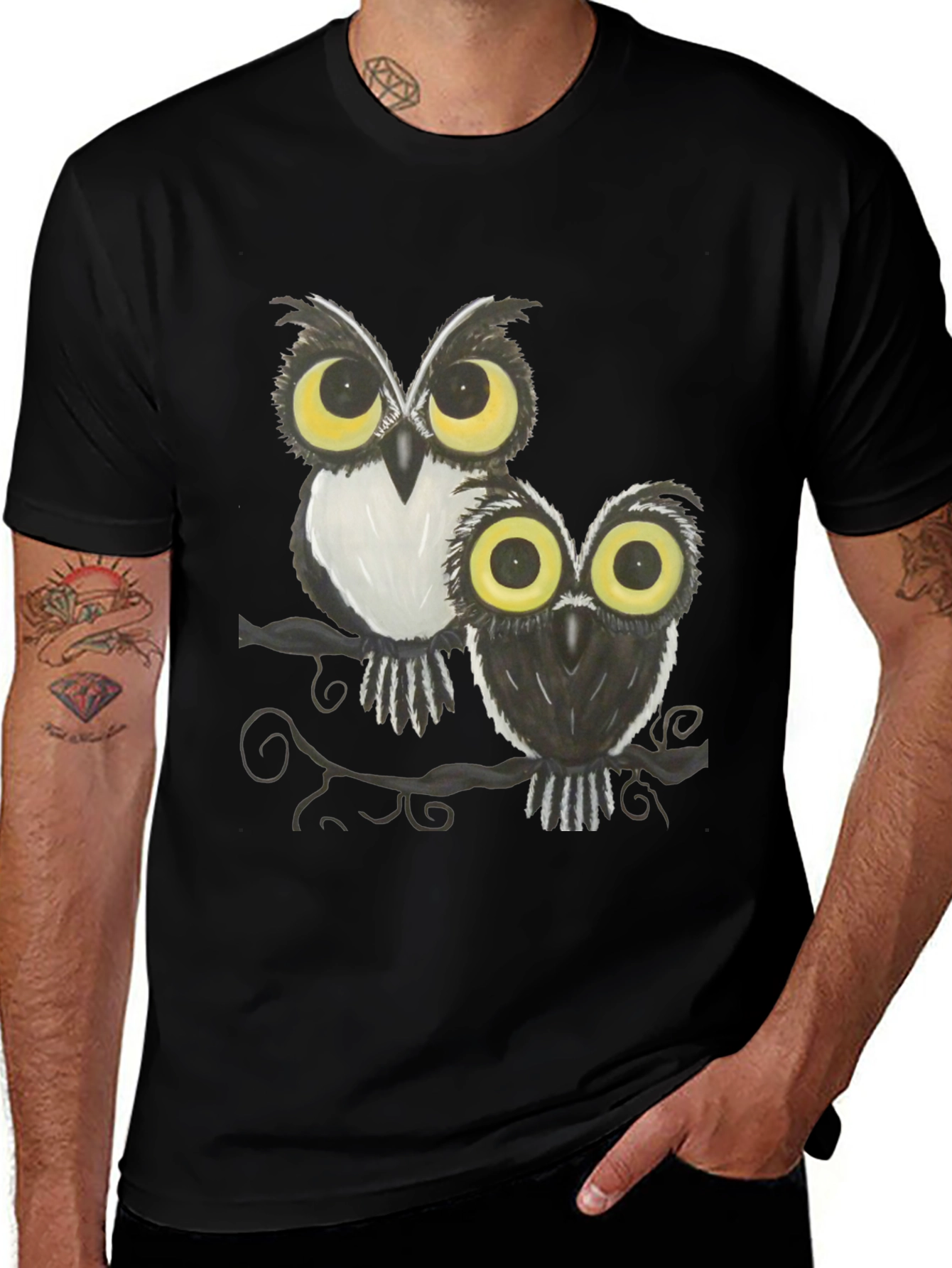 Variant 12 of Two Owls on Branch Graphic T-Shirt