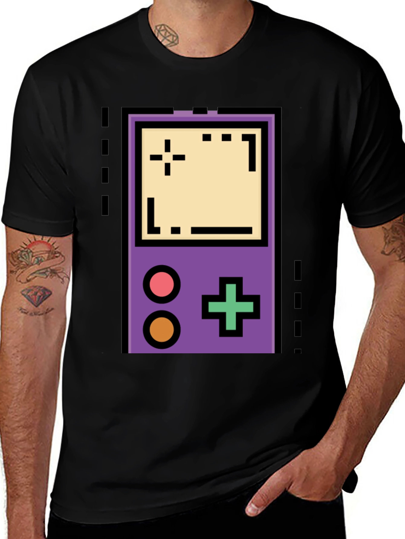 Retro Game Console Graphic T-Shirt - Black