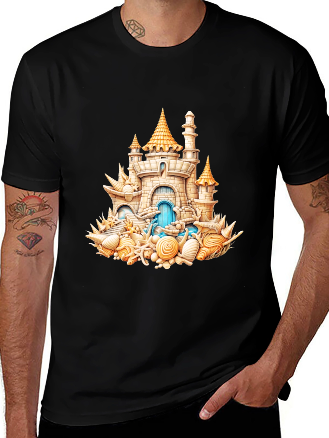 Variant 17 of Seashell Castle T-Shirt - Beach Lover Tee