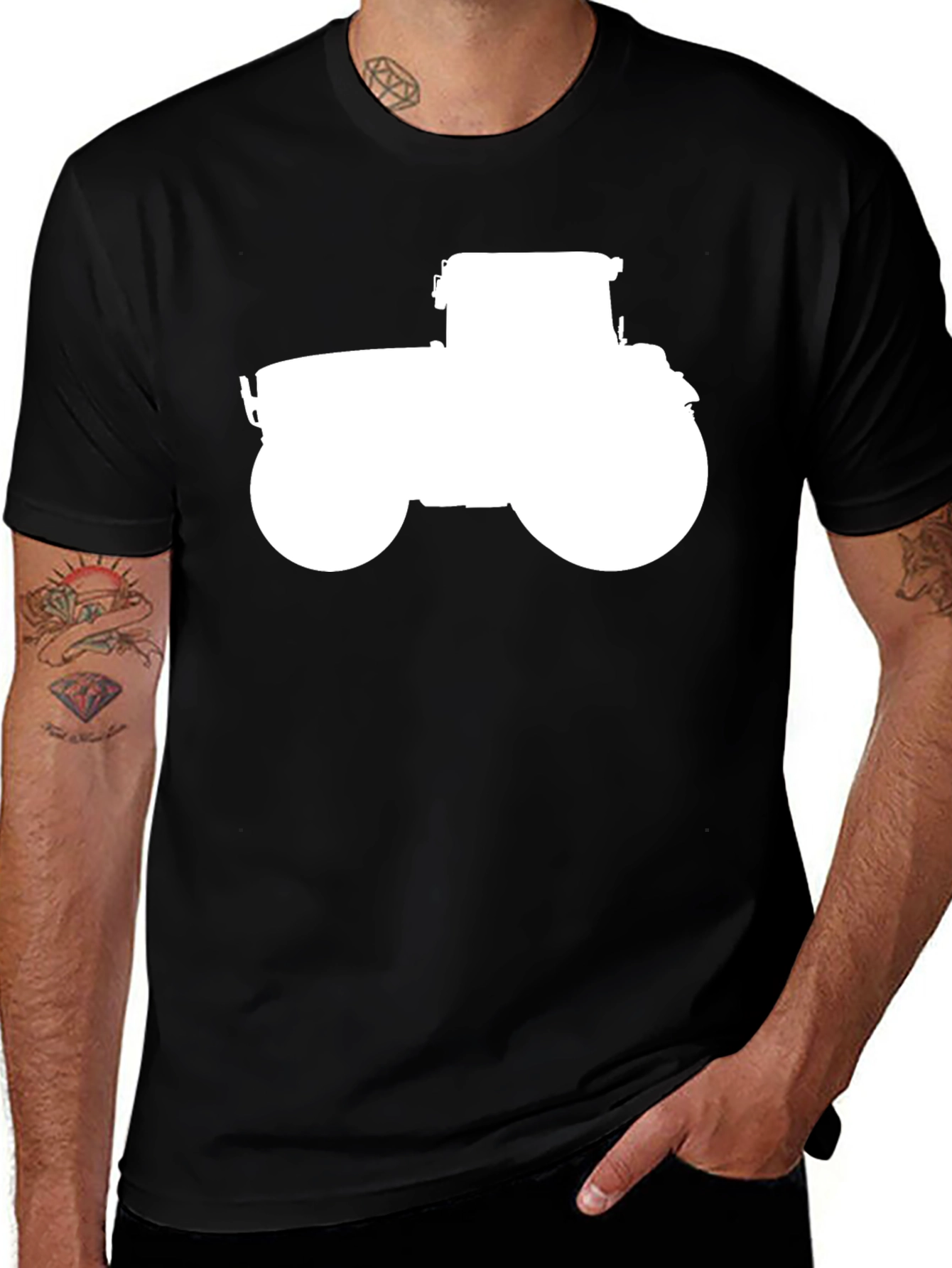 Variant 17 of Tractor Graphic Tee - Black Cotton Casual Shirt