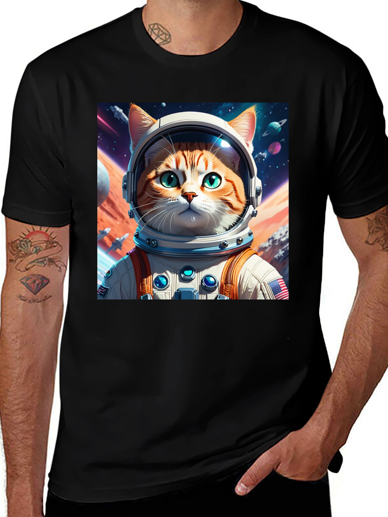 Variant 15 of Cat Astronaut T-Shirt - Space Explorer Tee