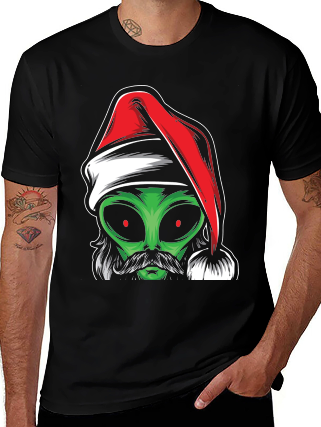 Variant 9 of Alien Santa Graphic Tee - Holiday Humor