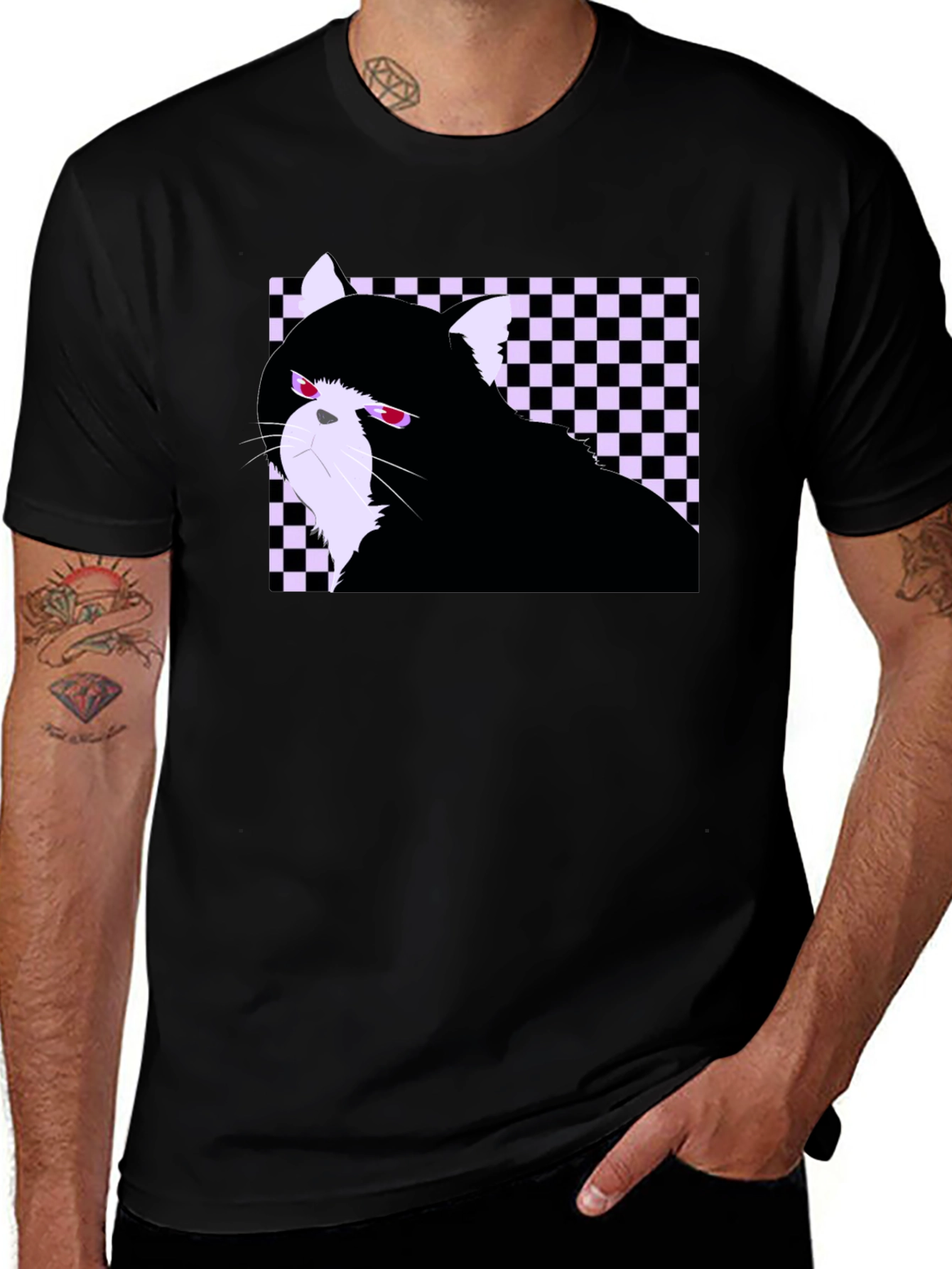 Grumpy Cat Tee - Checkered Fun