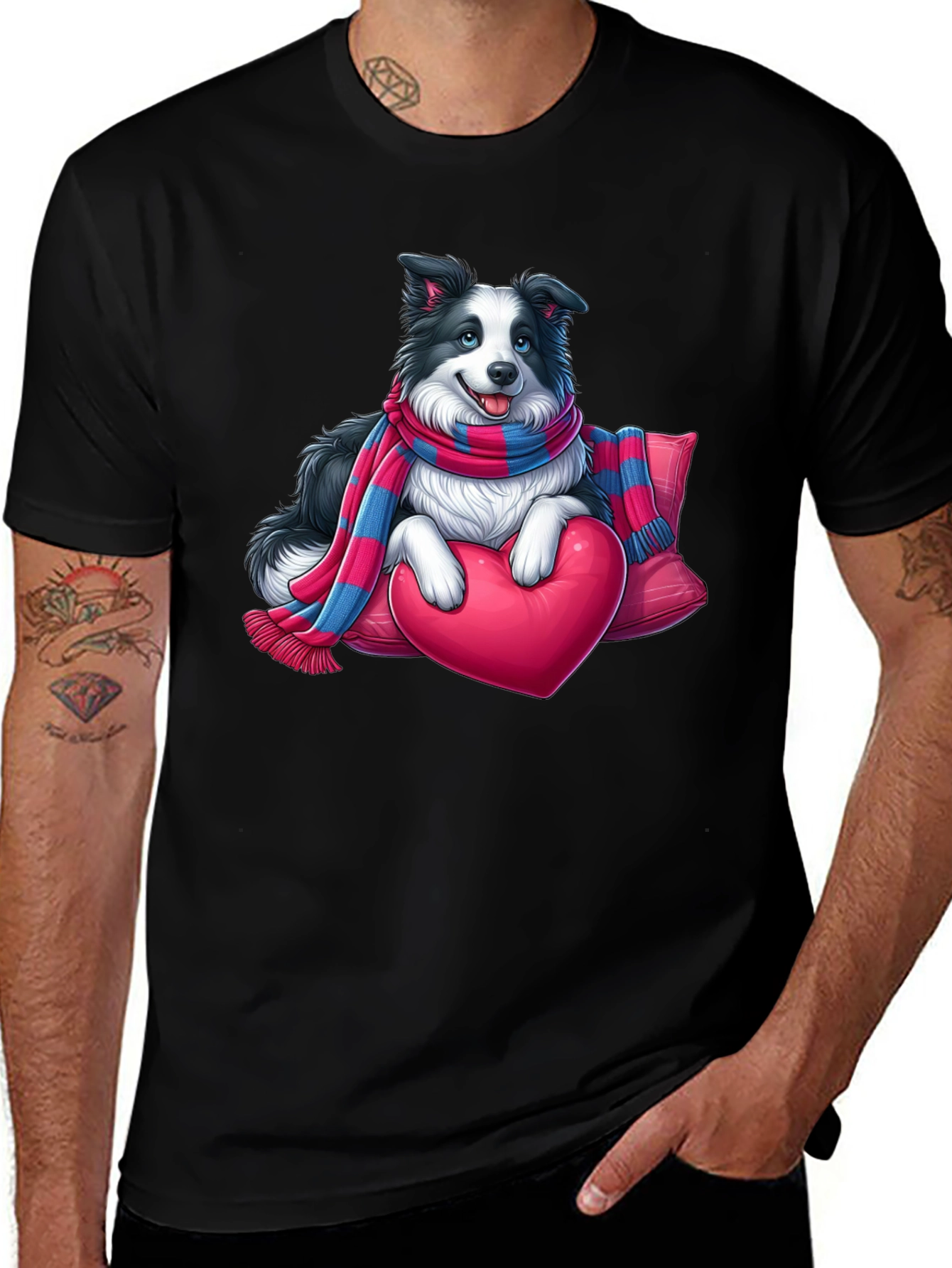 Border Collie Heart Valentine's Day T-Shirt