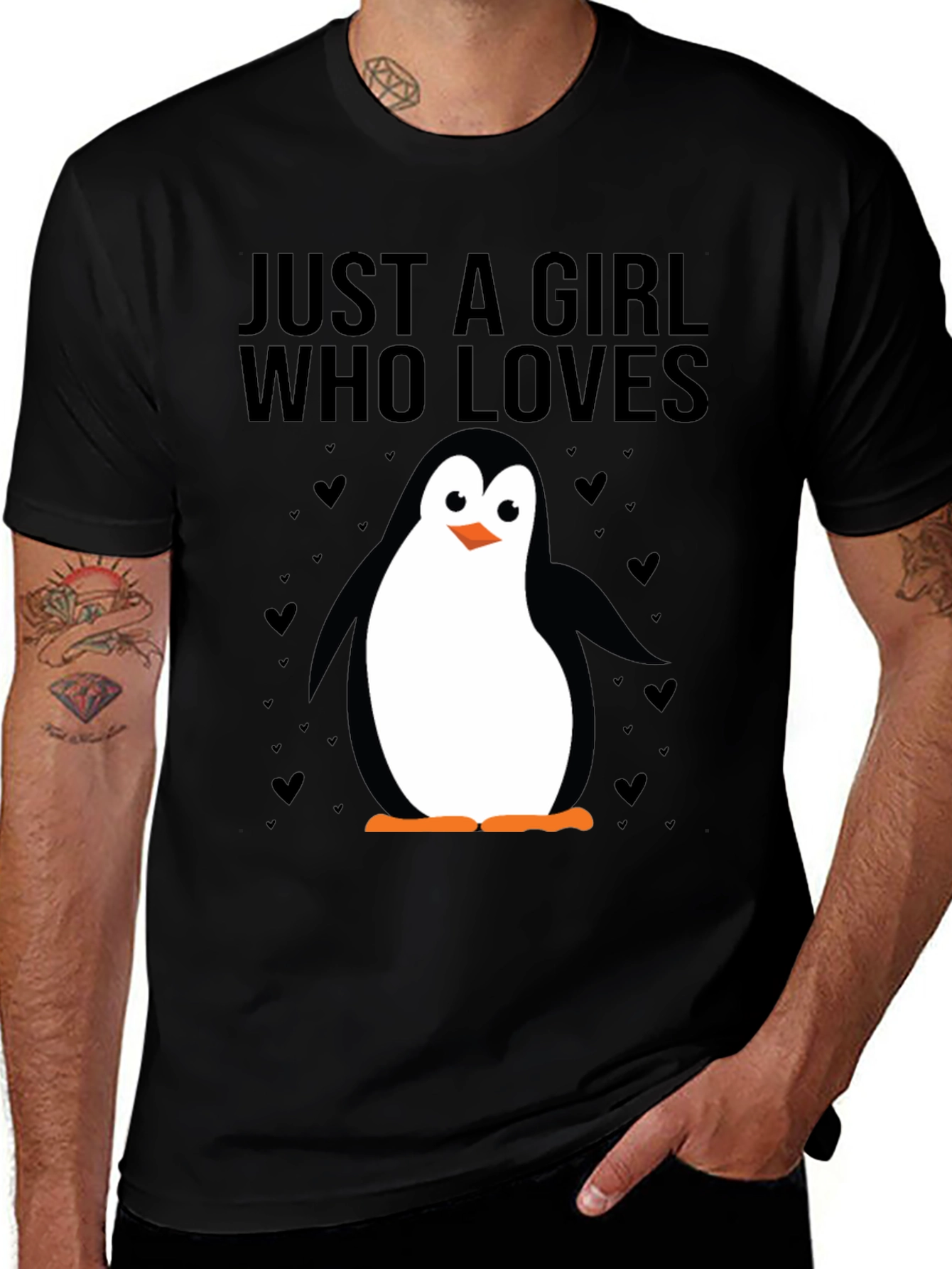 Variant 27 of Just a Girl Who Loves Penguins T-Shirt - Black