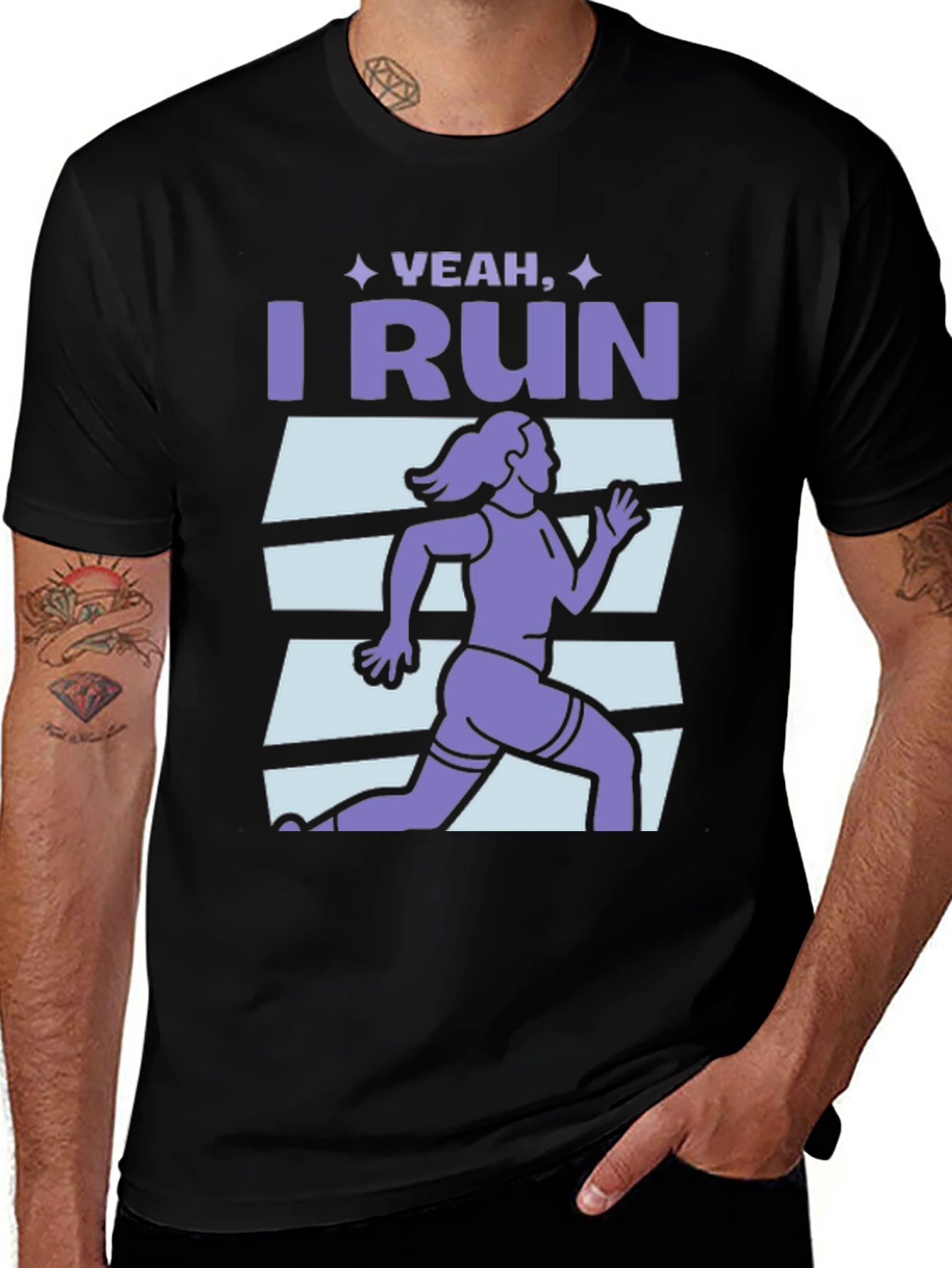 Variant 4 of Yeah I Run Graphic T-Shirt - Black Cotton Tee