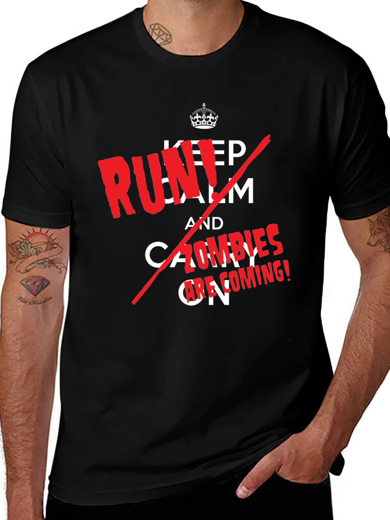 Variant 25 of Keep Calm, Zombies are Coming! Novelty T-Shirt