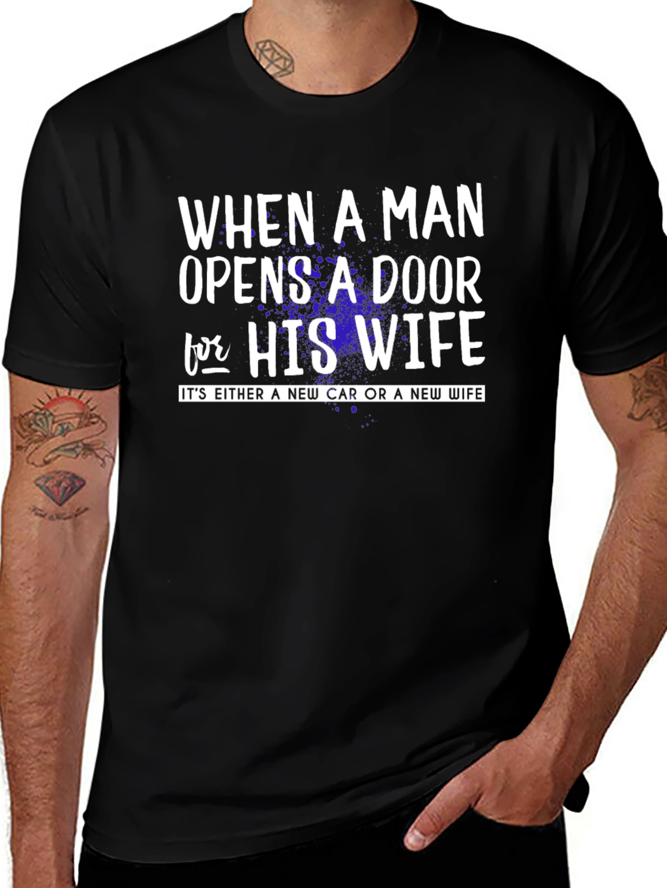 Variant 18 of Funny 'New Car or Wife' Graphic T-Shirt