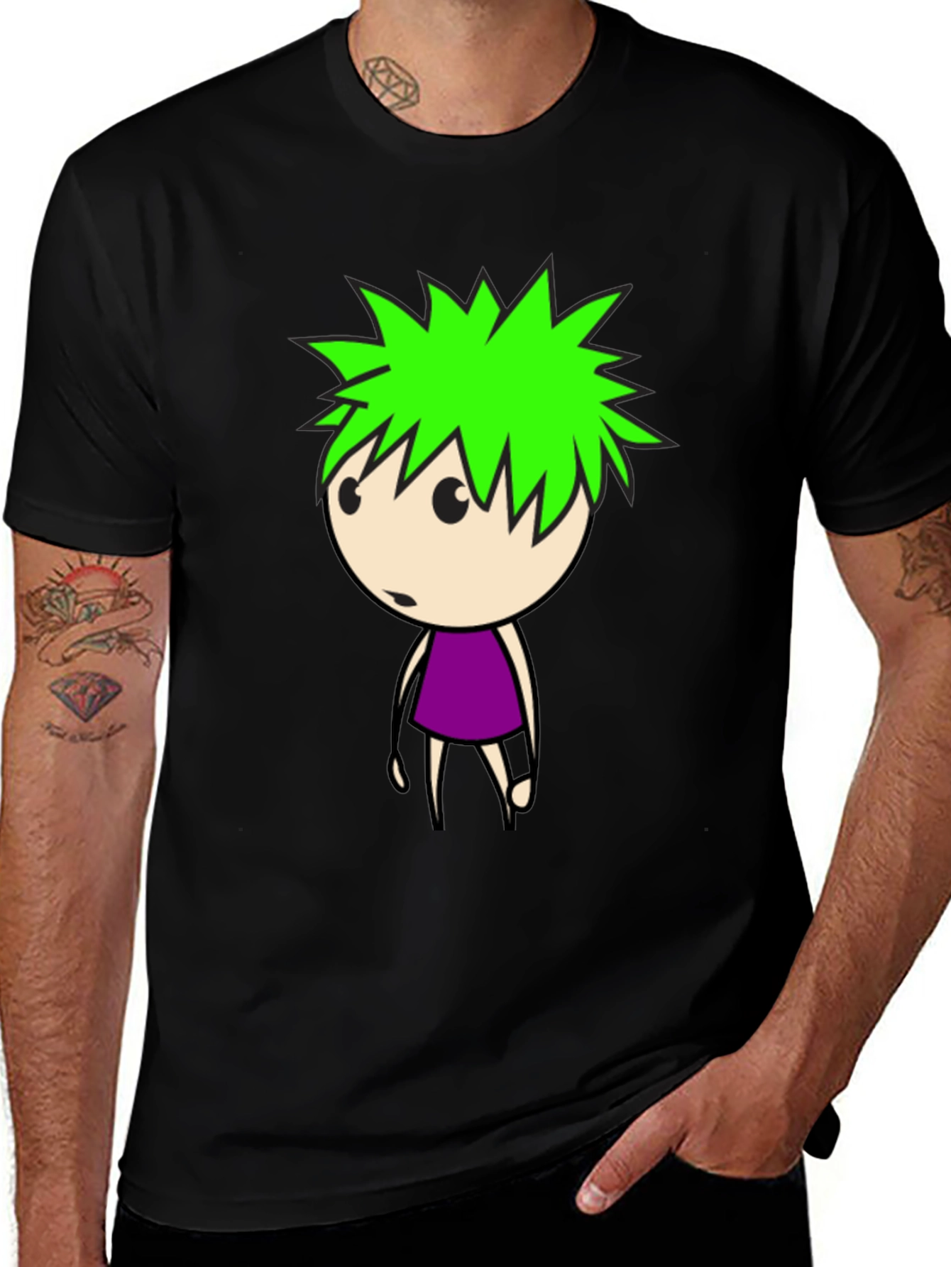 Variant 28 of Cartoon Character Graphic Black T-Shirt