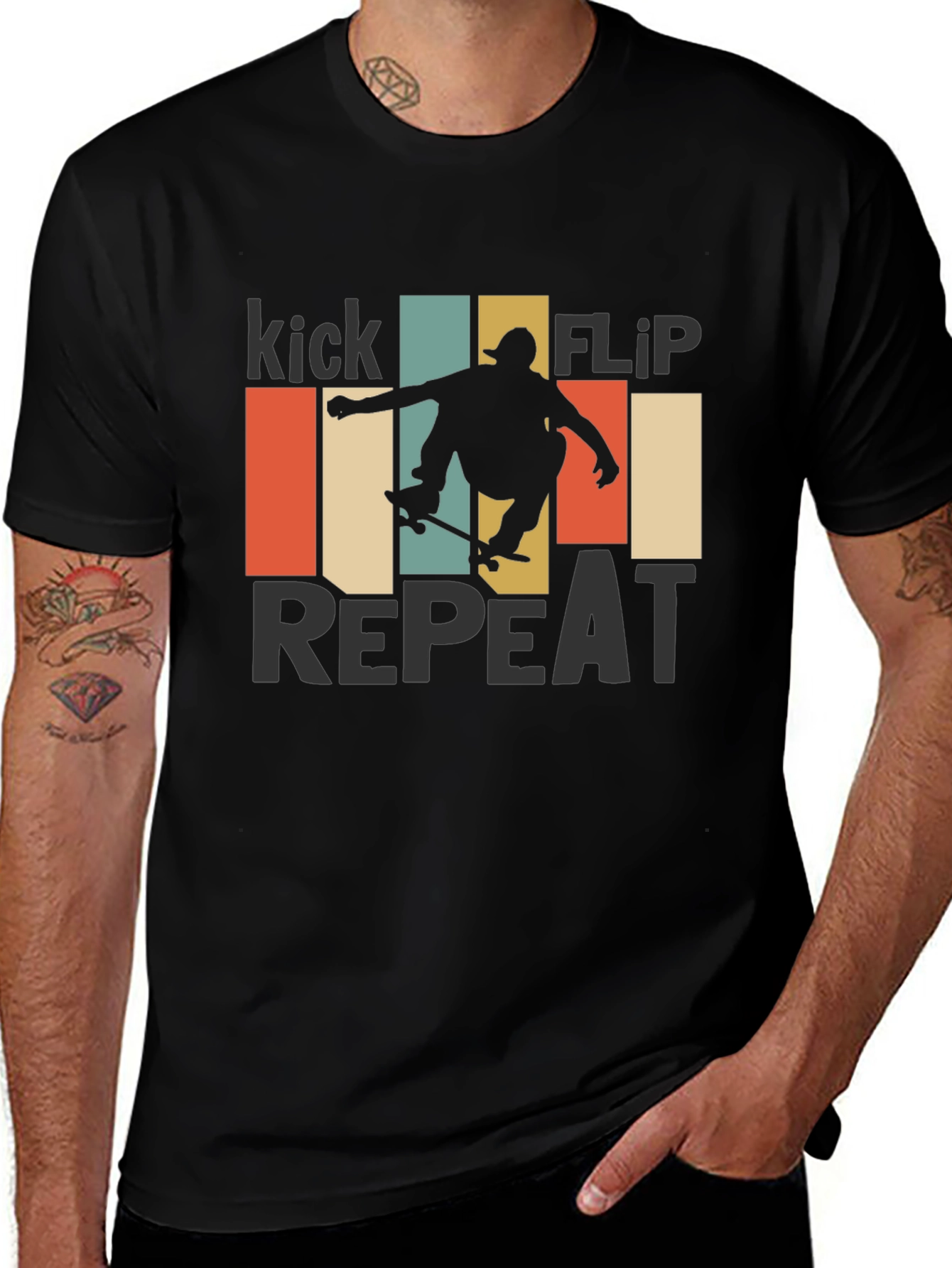 Variant 8 of Kick Flip Repeat Retro Graphic Tee