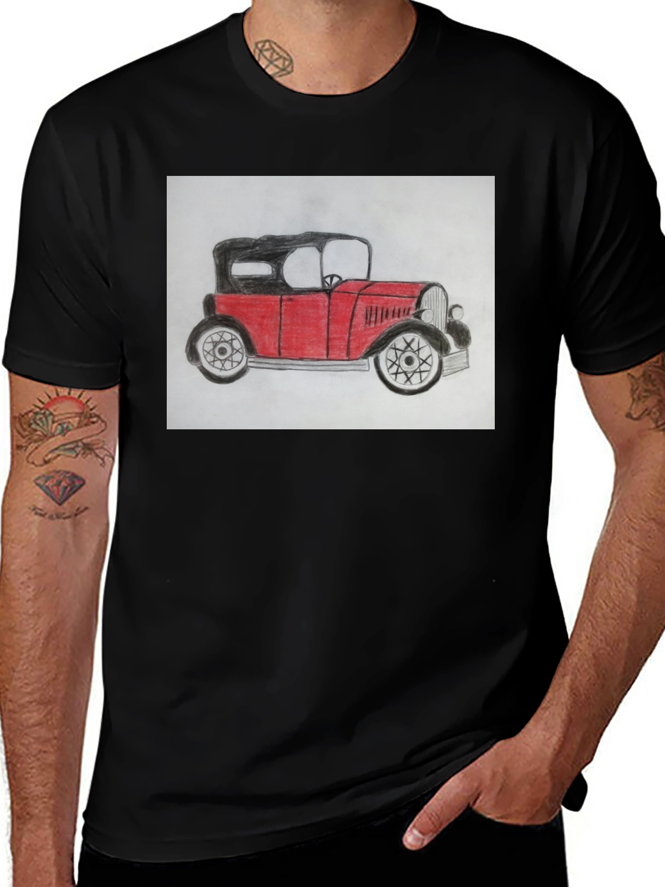 Variant 11 of Classic Car Graphic Tee - Stylish Black T-Shirt